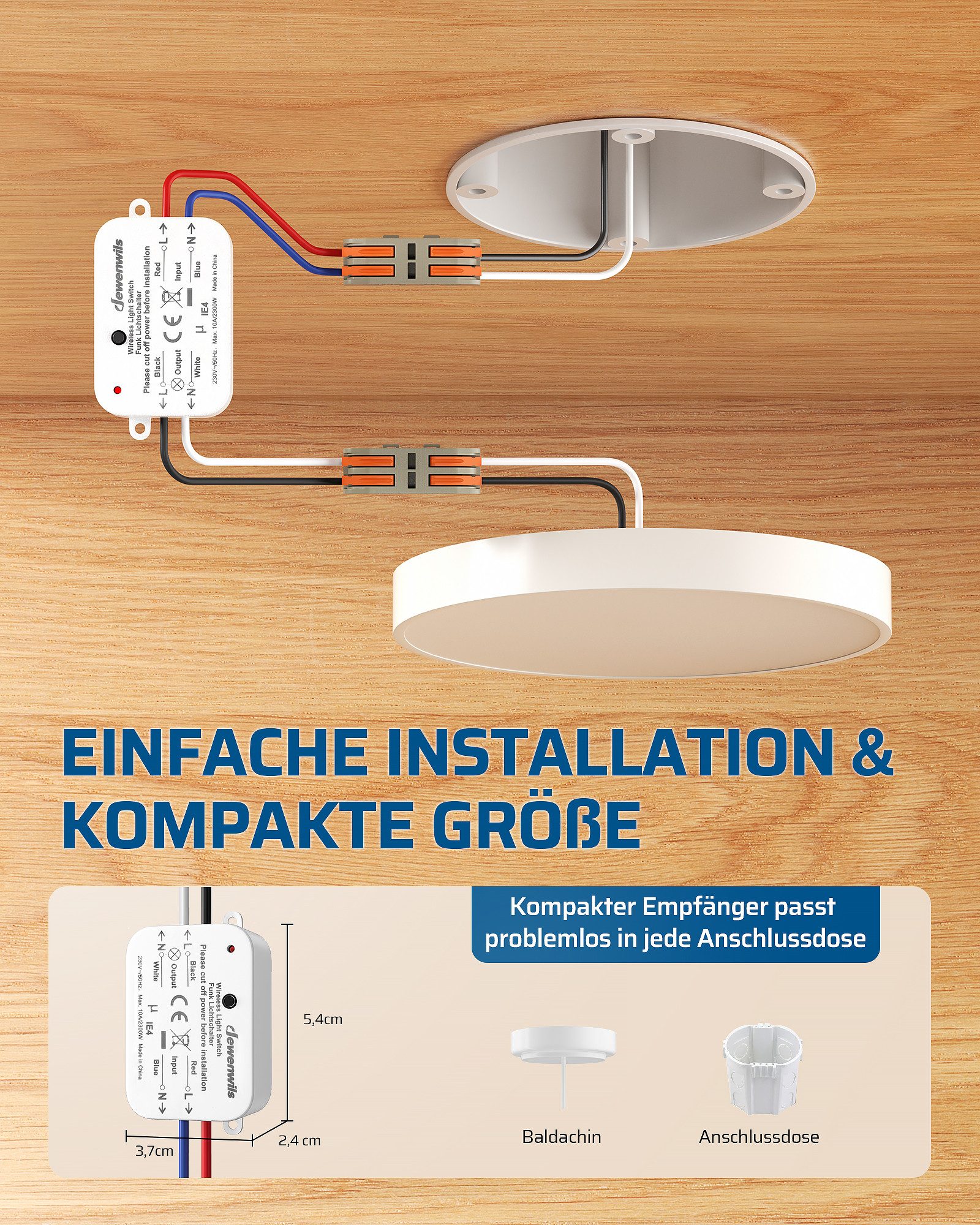 DEWENWILS Licht-Funksteuerung Funk-Lichtschalter Set, für Indoor, 1-tlg., Schalter für Lampen und Ventilatoren