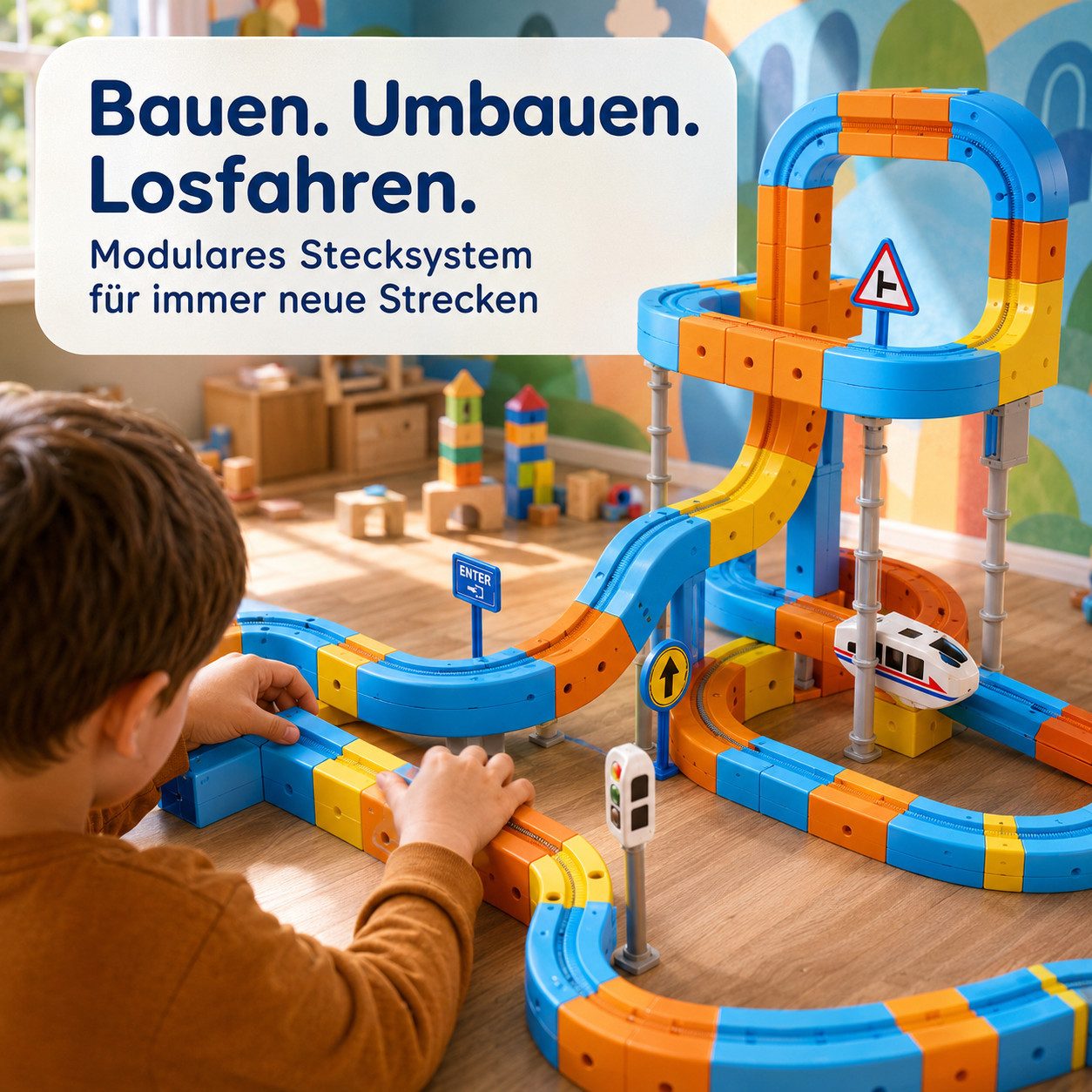 ibettertec Magnetspielbausteine – Bausteine mit Auto für kreatives Bauen Magnetspielbausteine, (Set, 80 St., 80‑teiliges), für abwechslungsreiche Streckenbauwei – Bild 5 von 5