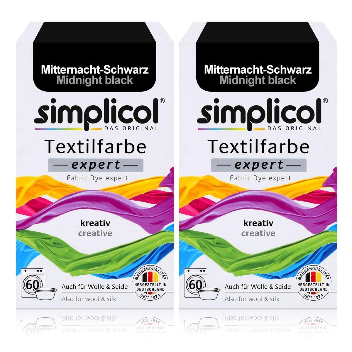 Textilfarbe Simplicol Textilfarbe expert Mitternacht-Schwarz 150g-Farbe zum Färben