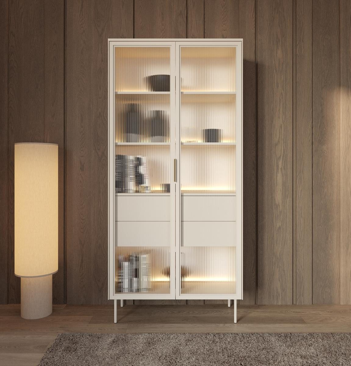 Compleo Glasvitrine mit 2 Schubladen, zweiturig, günstig online kaufen