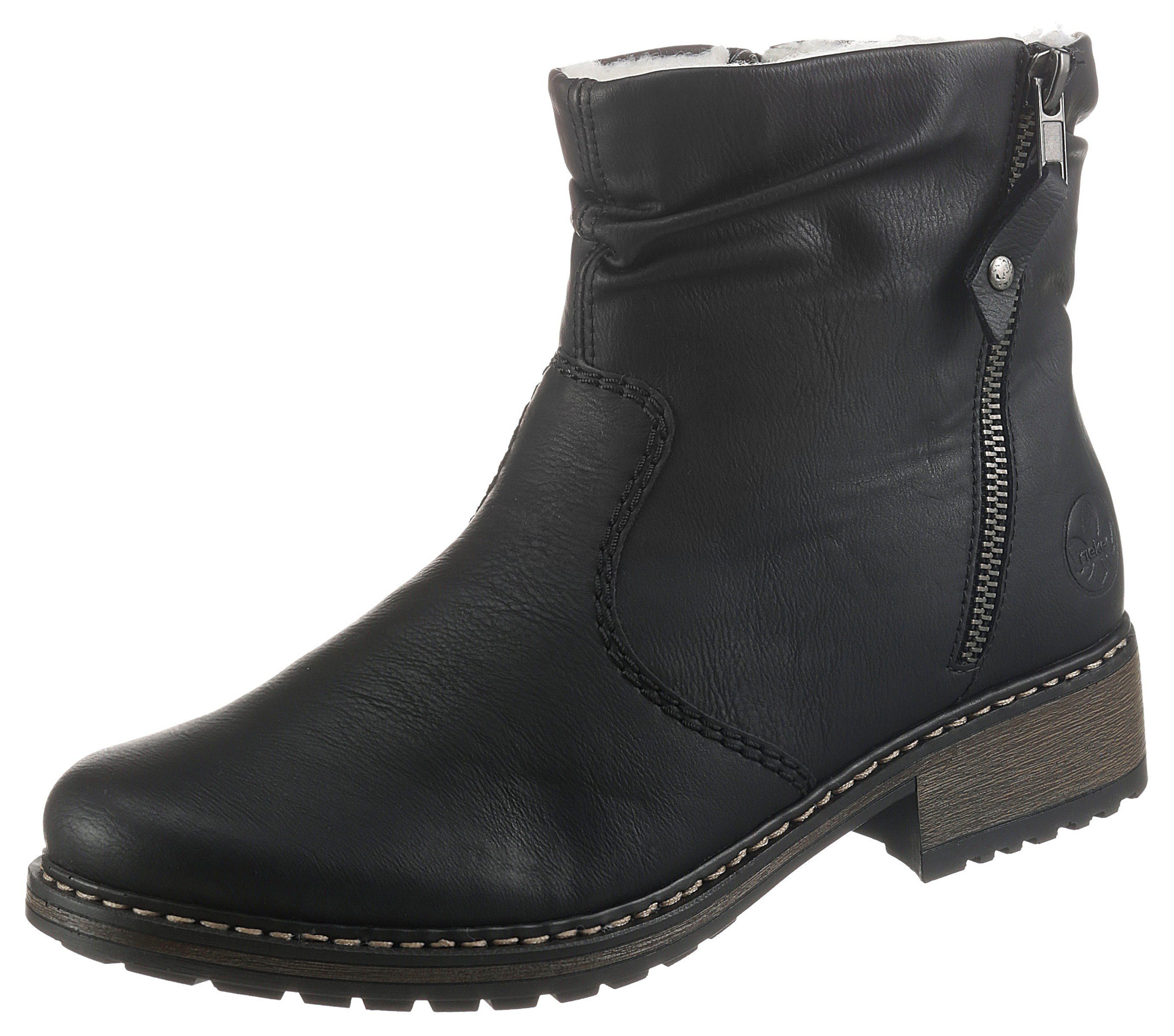 Rieker Winterstiefelette, Winterboots, Blockabsatz, Profilsohle, mit Zierreißverschluss außen