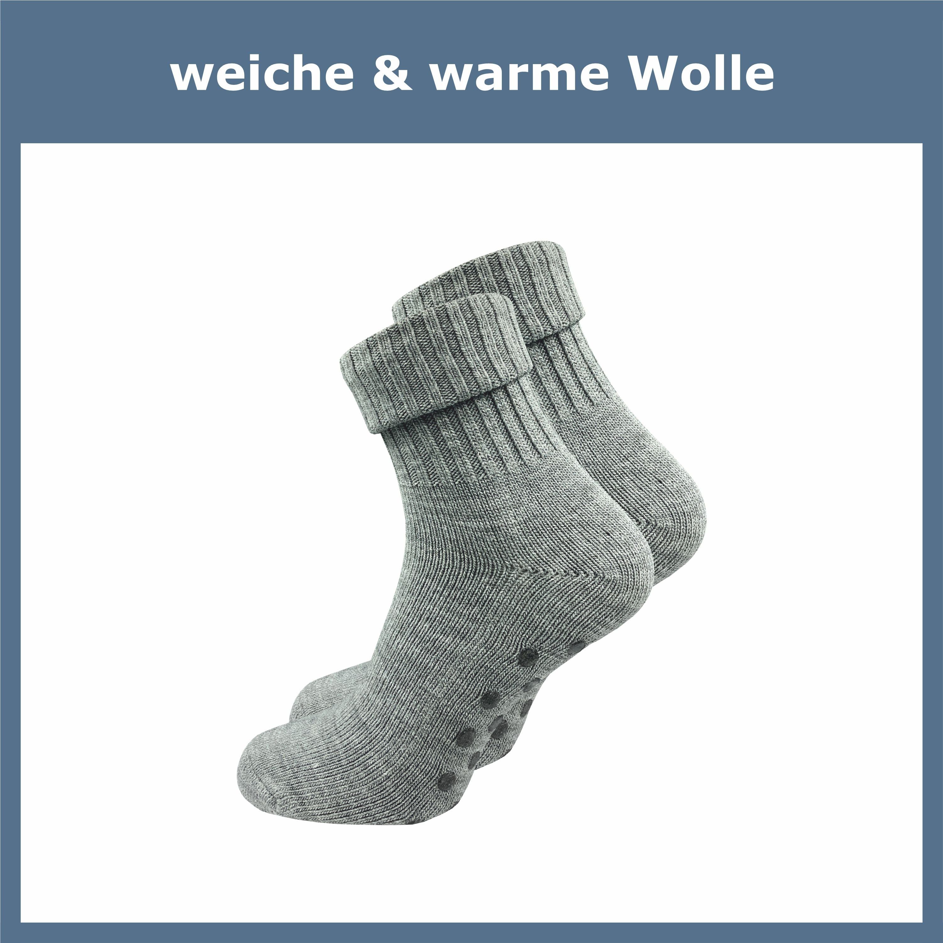 GAWILO ABS-Socken für Damen aus Wolle für extra warme Füße, Stoppersocken (2 Paar) Rutschfeste Hausschuhsocken, Weiche & kuschlige Socken mit Noppen
