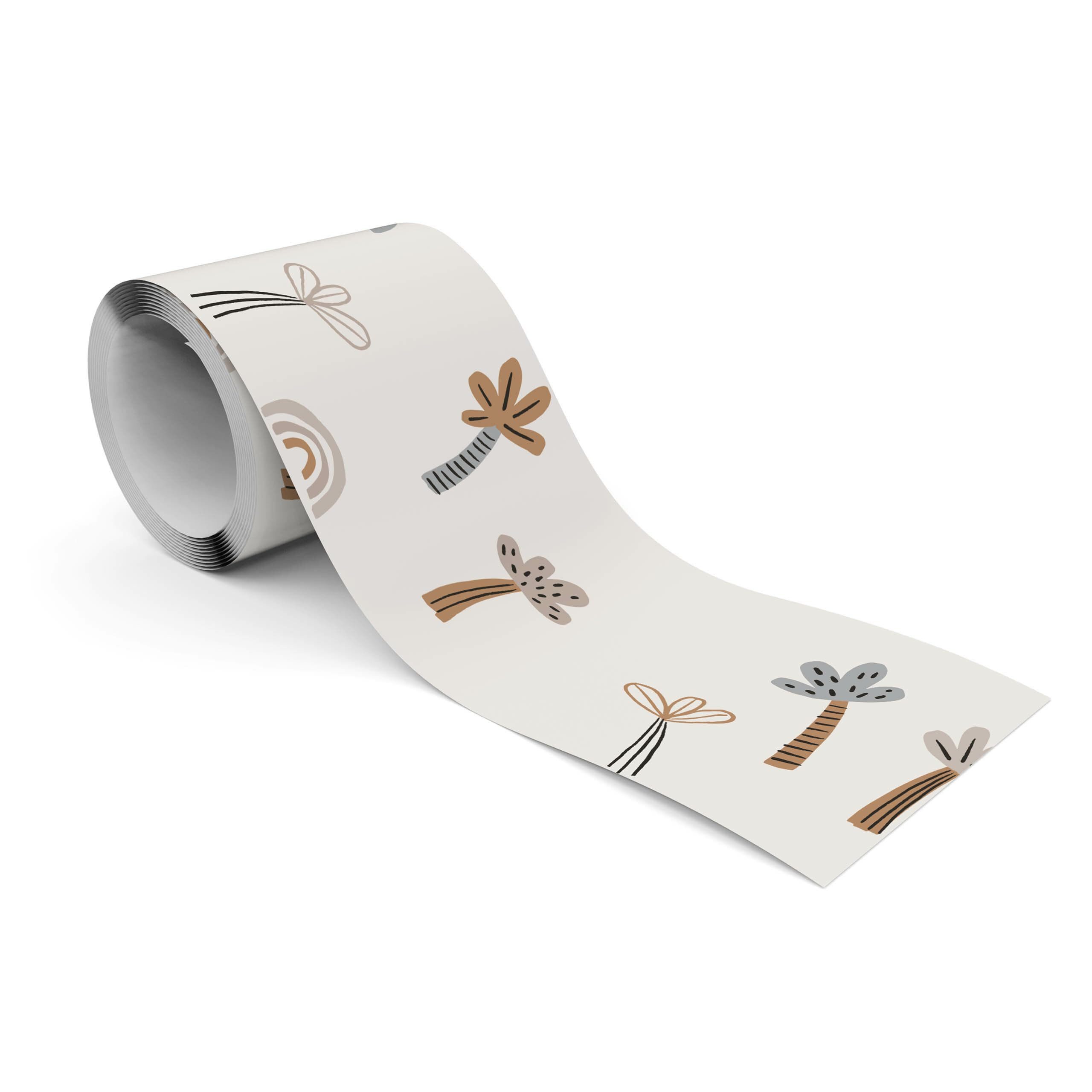 Muralo Bordüre Wandbordüre selbstklebend Kinderzimmer – Tapetenbordüre für Kinder, bedruckt, Bäume im Boho-Stil, 10 x 300 cm, abriebfest, abwischbar