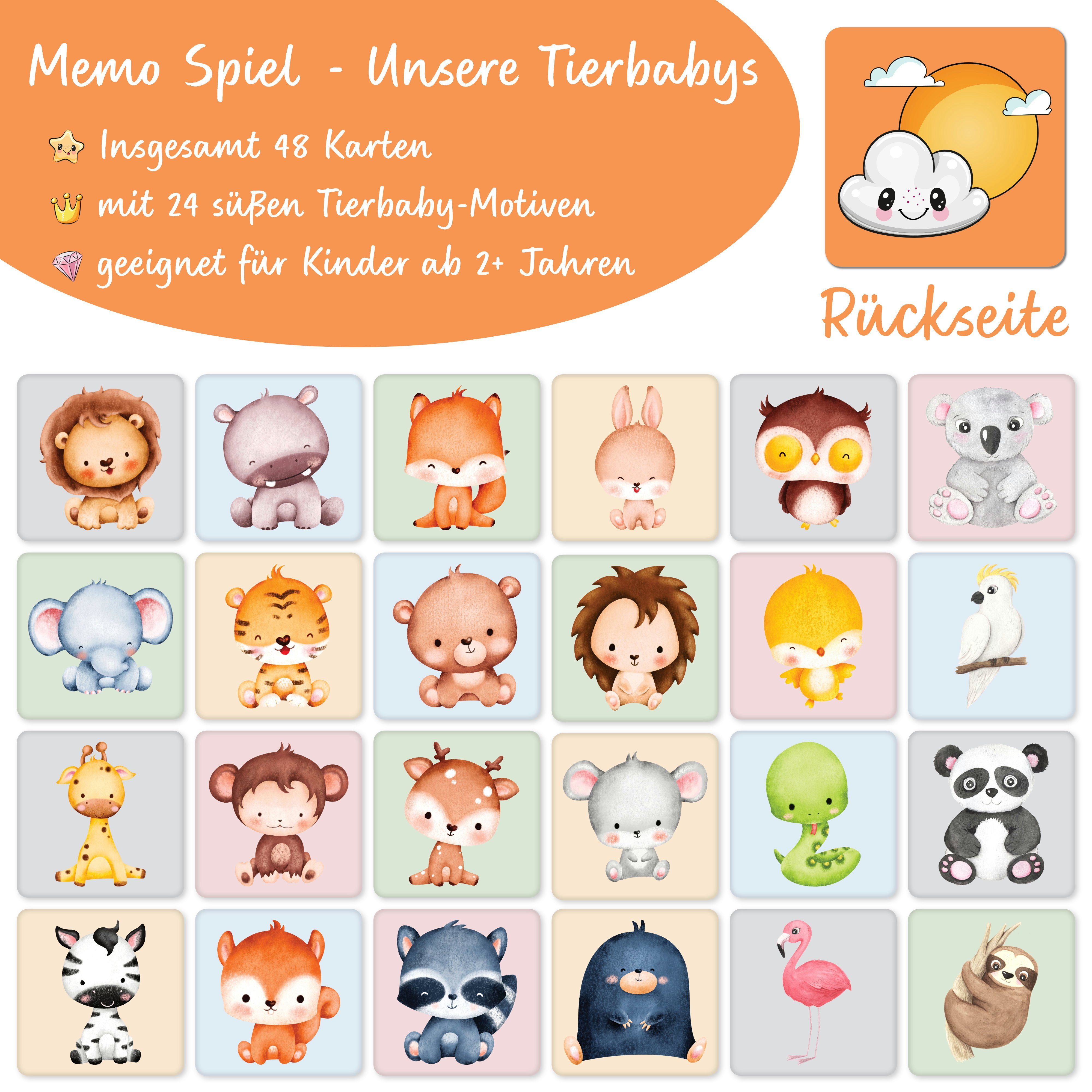 PUNALU Lernspielzeug Tierbaby Memorie für Kinder ab 2 Jahren, Memo Spiel, Lernspiel