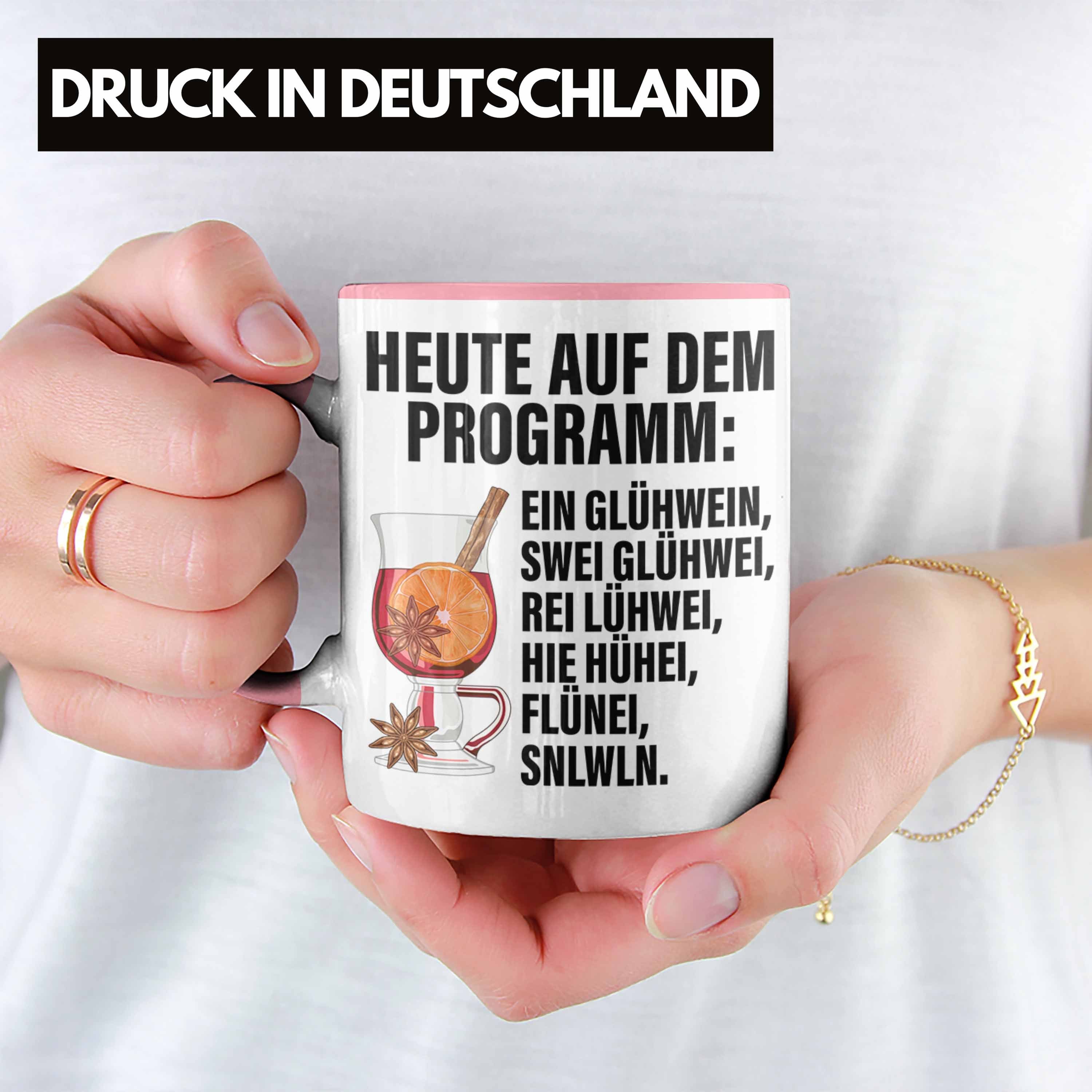 Trendation Tasse Trendation - Glühweintassen Geschenk Doppelwandig Lustig Henkel Becher Weihnachtsmarkt Glühweinbecher mit Lustige Tassen Spruch Gläser Glühwein Rosa Tasse