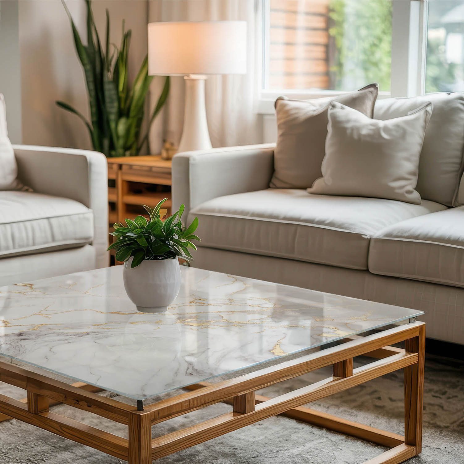 Tulup Tischplatte Oberplatte Tisch Glas Eleganter Marmor mit Adern Tischpla günstig online kaufen