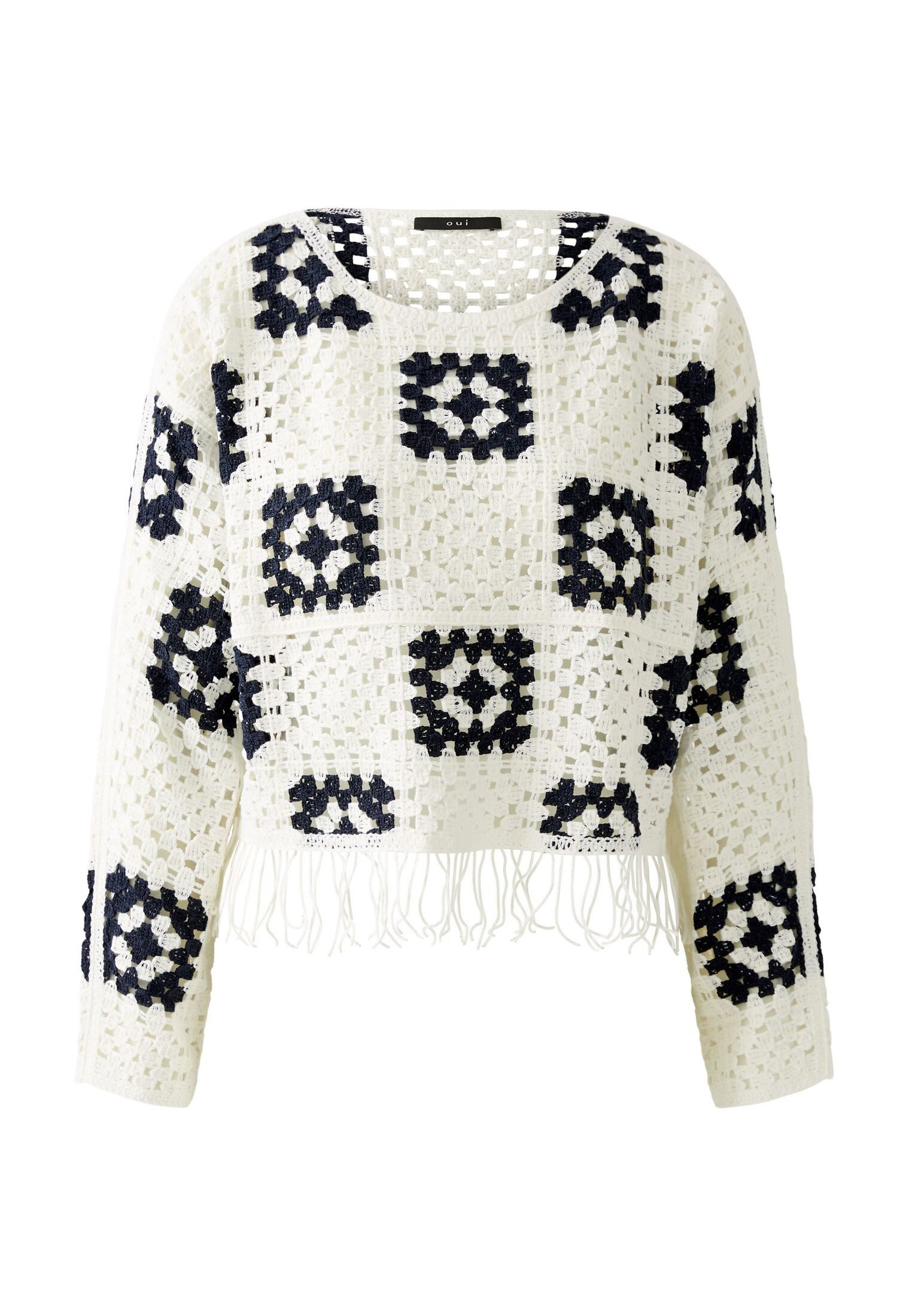 Oui Damen Pullover NAOLIN | Baumwollmischung Uni | Gerade Geschnitten Mit Rundhals