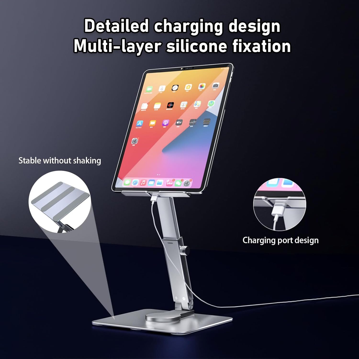 FELIXLEO Tablet-Halterung iPad Tablet Ständer Aluminium 360° drehbar höhenverstellbar 4,7–16,5, (1-tlg) – Bild 4 von 5