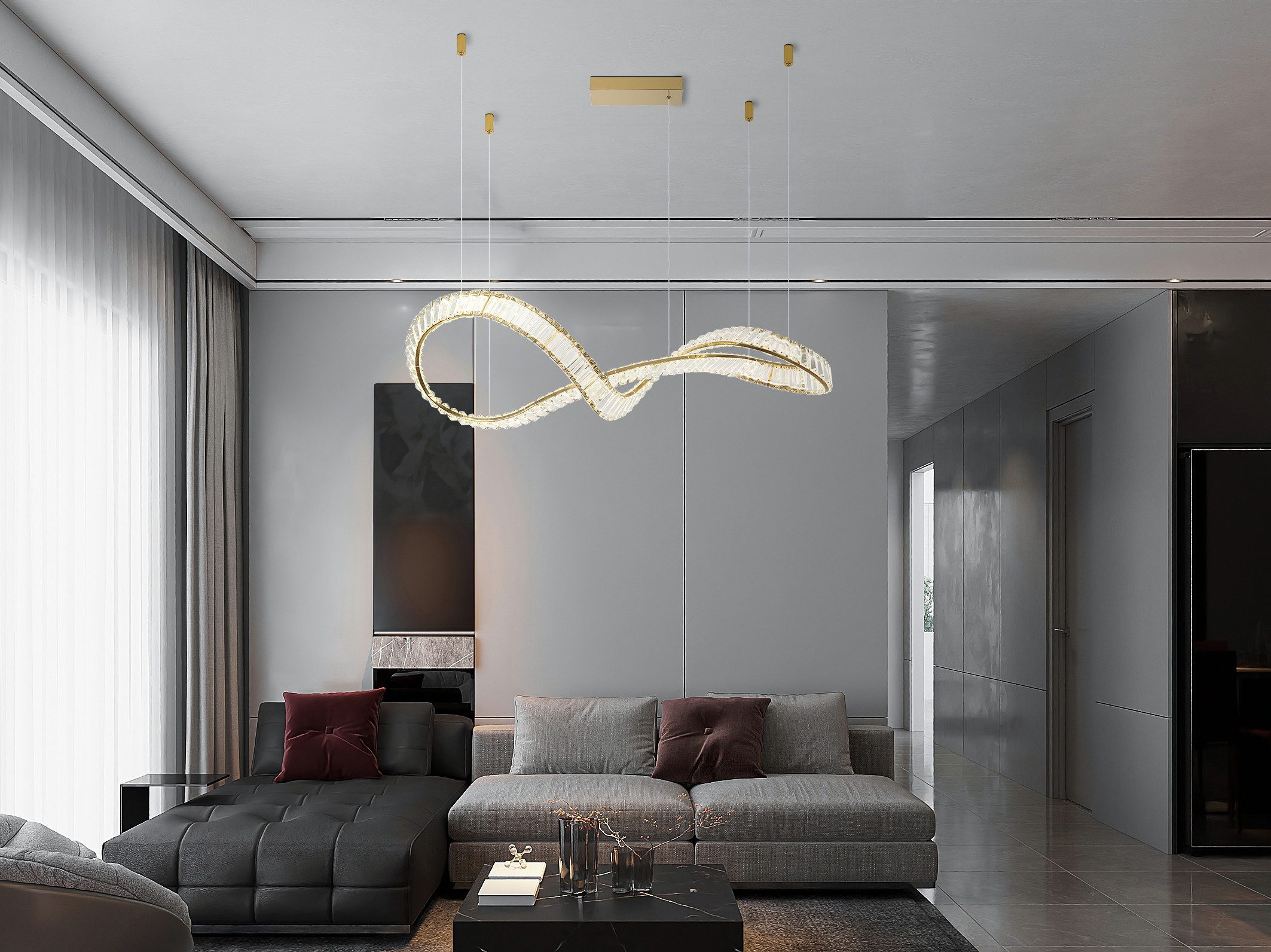 GLOBO LIGHTING Hängeleuchte NEIL, Dimmfunktion, Memoryfunktion, Nachtlichtfunktion, mehrere Helligkeitsstufen, LED fest integriert, warmweiß - kaltweiß, Hängelampe Esszimmer-Leuchte Esstischleuchte Wohnzimmer