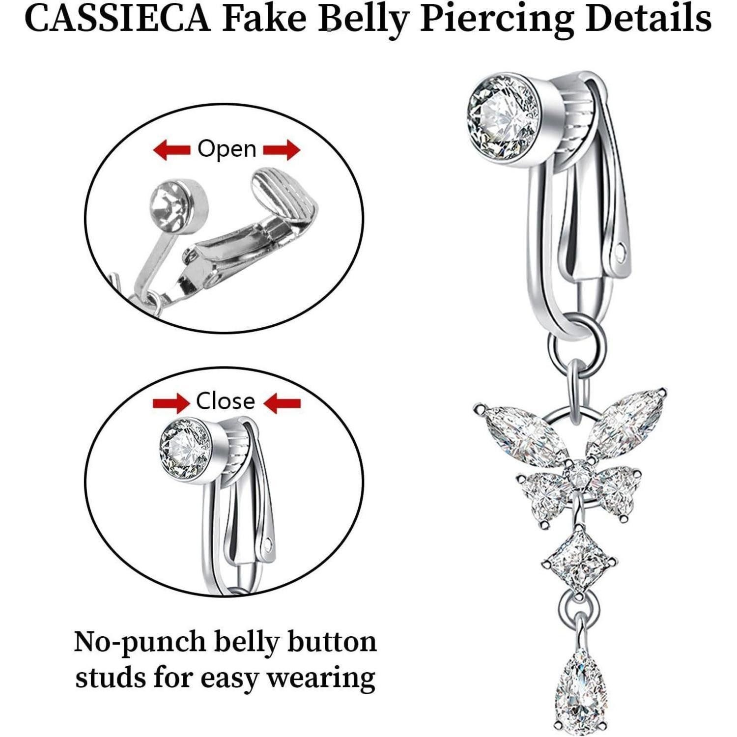 Moosono Bauchnabelpiercing Fake Bauchnabelpiercing mit Kristallkugel Anhäng günstig online kaufen