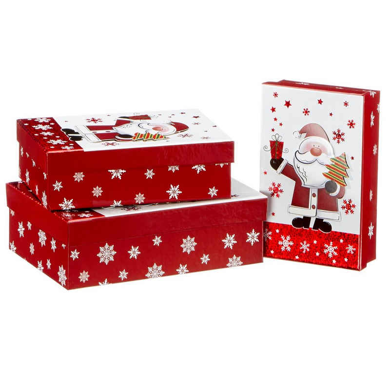 Annastore Geschenkbox 3-tlg. Set Geschenkboxen Geschenkkarton Weihnachten, Weihnachtsverpackung