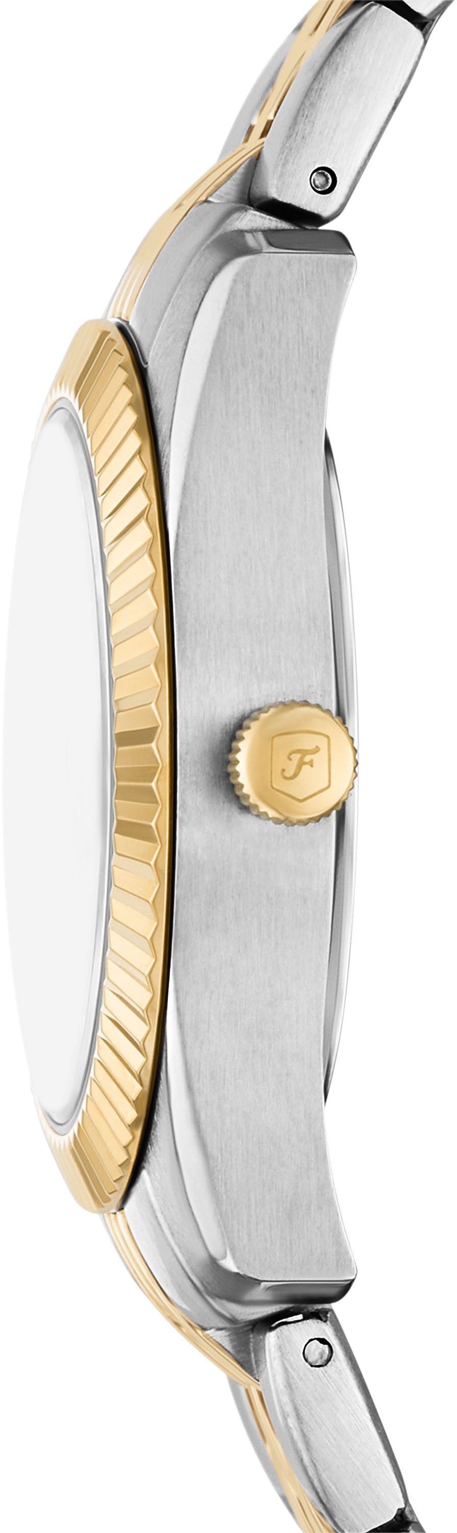 Fossil Quarzuhr Scarlette ES5388, Armbanduhr, Damenuhr, Edelstahlarmband, analog, Tag, Glassteine