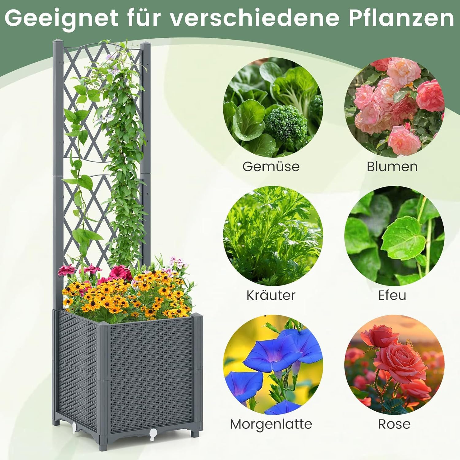 KOMFOTTEU Blumenkasten, Hochbeet mit Rankgitter für günstig online kaufen