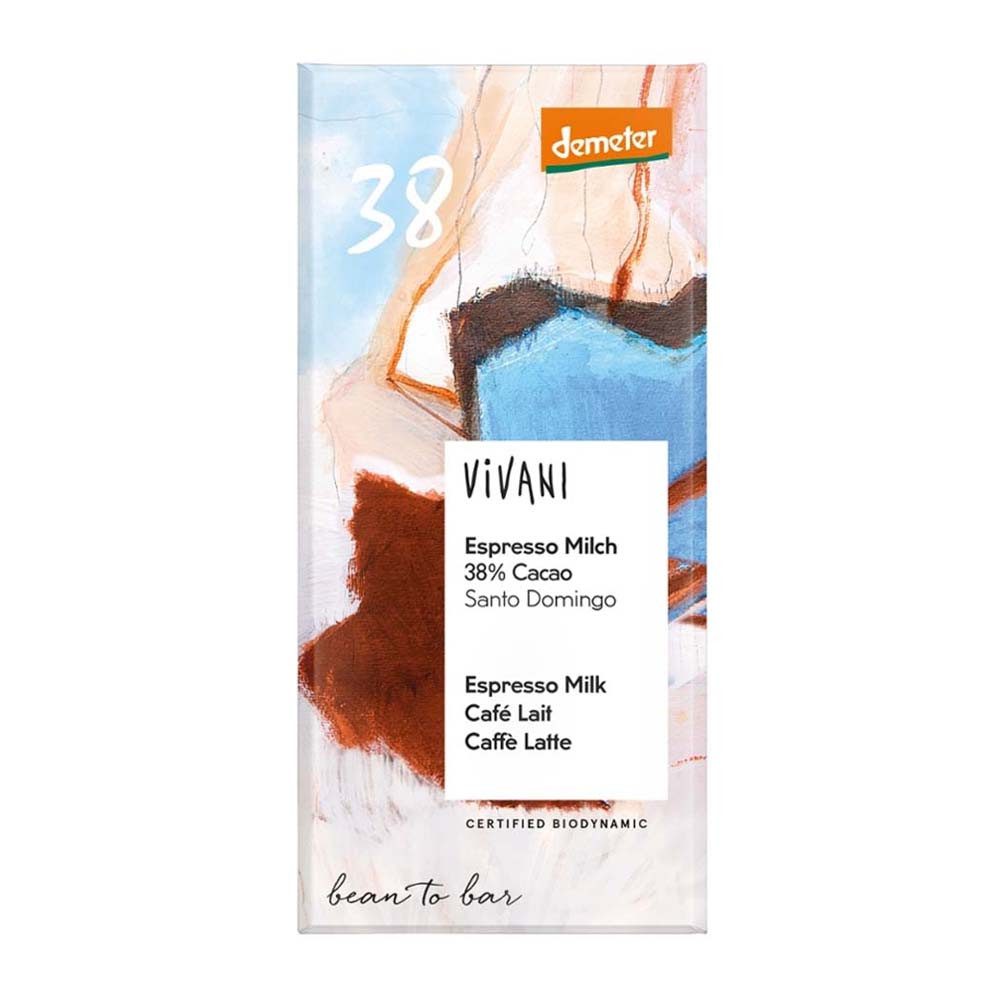 Vivani Süßigkeit Schokoladentafel - Espresso Milch 38% Cacao 90g