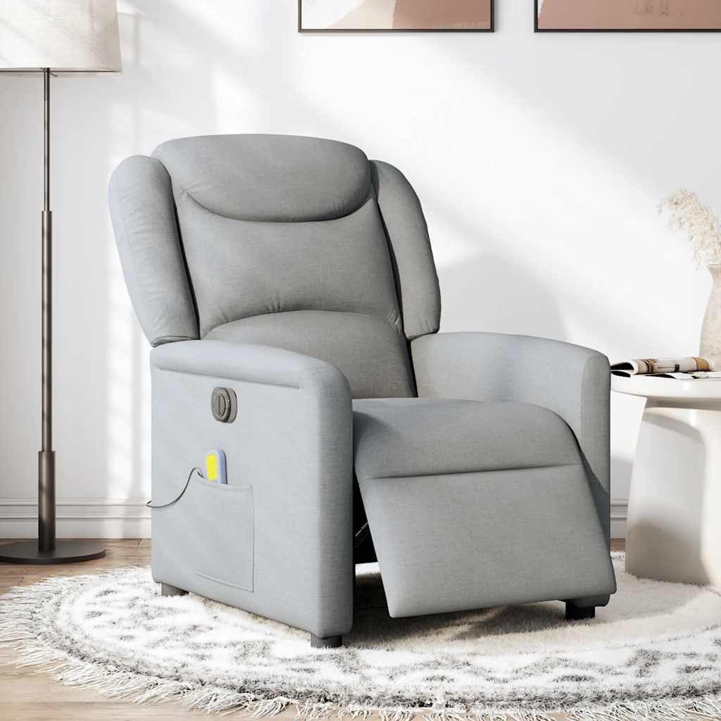 vidaXL Sessel Massagesessel Elektrisch Hellgrau Stoff günstig online kaufen