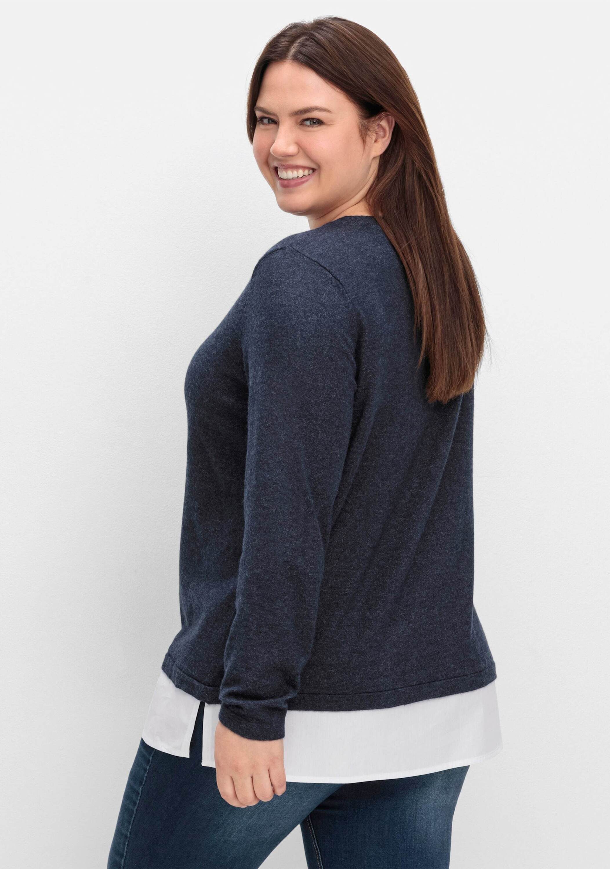 Sheego Strickpullover Strickpullover Langarm Feinstrick im Lagenlook, mit B günstig online kaufen