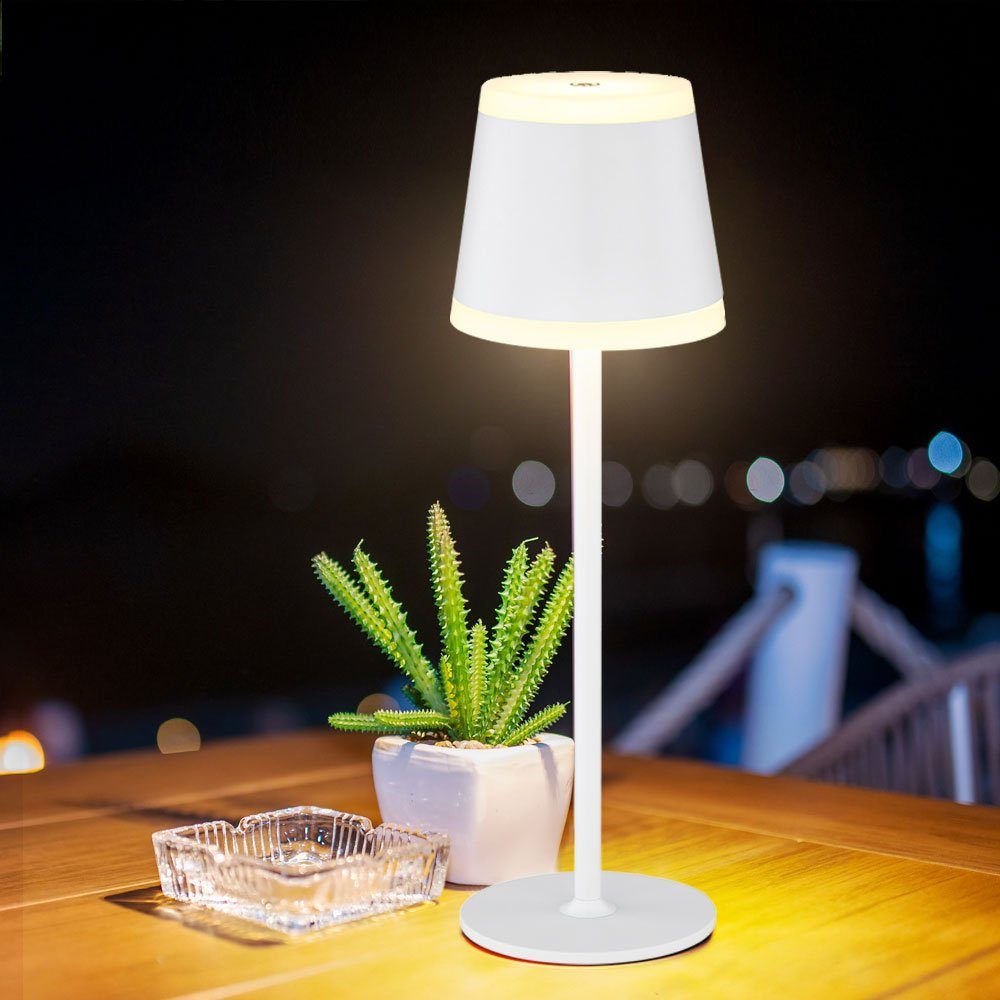inklusive, Akku LED Leuchtmittel Touchdimmer Außen weiß Außen-Tischleuchte, Tischlampe Globo dimmbar- Tischleuchte Warmweiß,