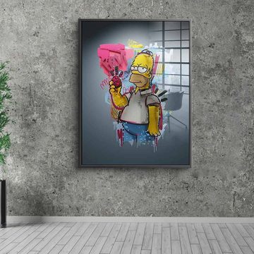 DOTCOMCANVAS® Acrylglasbild Layer Homer - Acrylglas, Acrylglasbild Layer Homer Simpson Comic Cartoon Pop Art grau schwarz