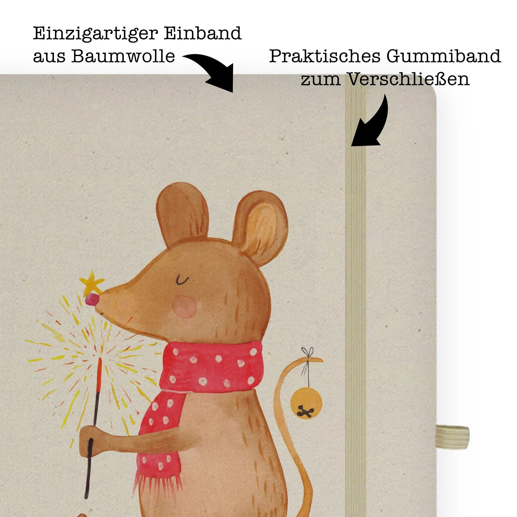 Thumbnail - Mr. & Mrs. Panda Notizbuch Maus Weihnachten - Transparent - Geschenk, Advent, Notizbuch A4 Karie Mr. & Mrs. Panda, Bezau...