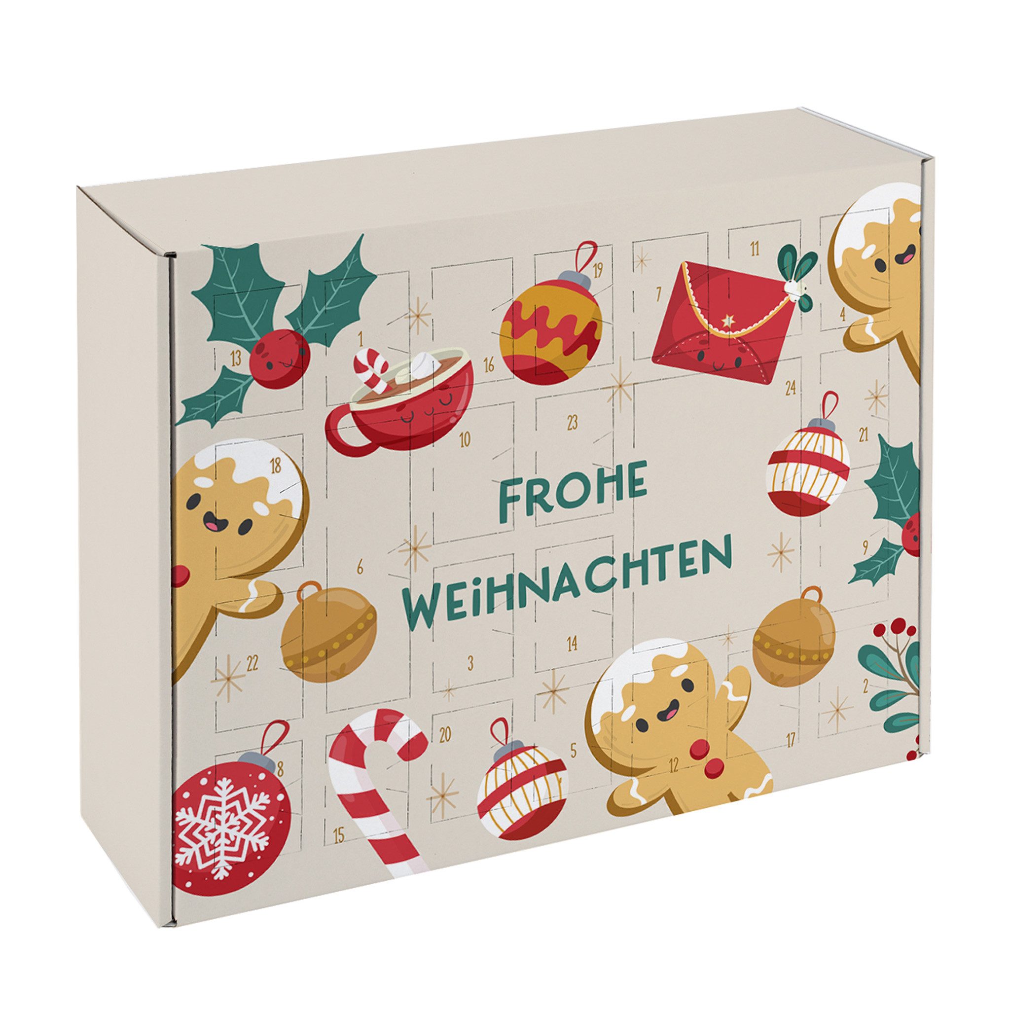 Herz & Heim befüllbarer Adventskalender mit festlichen Motiven zu Weihnachten - DIY Adventskalender, zum selbst Befüllen, aus stabiler Pappe