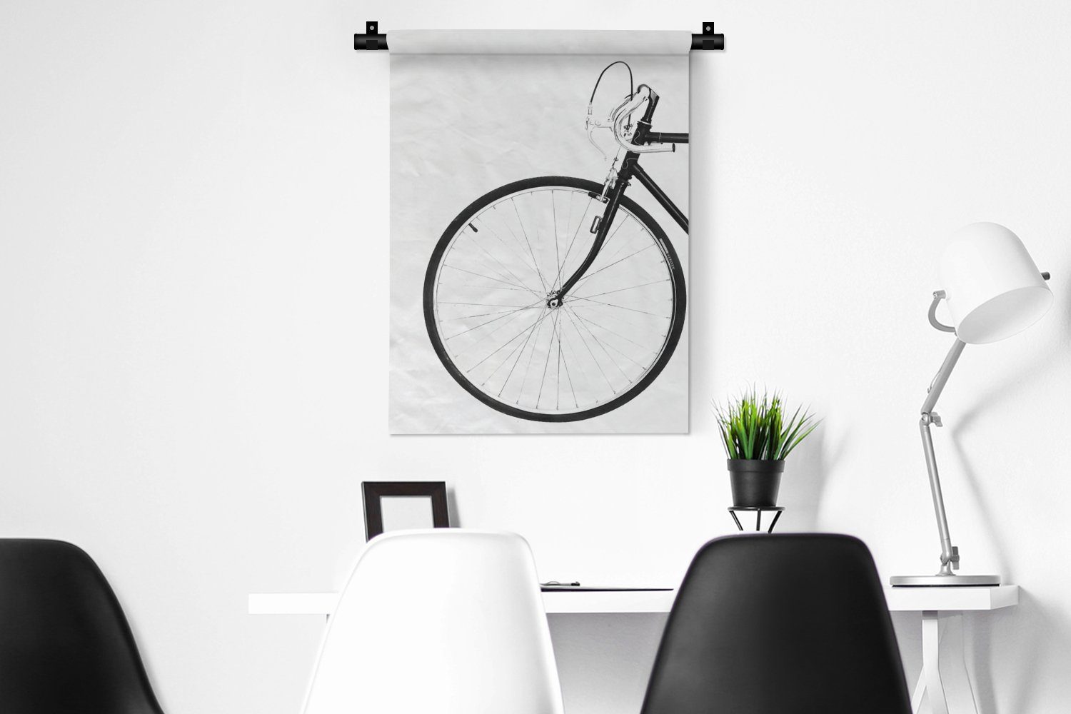 MuchoWow Wanddekoobjekt Fahrrad Deko - Schlafzimmer an - Lenker, für - Wand, der Tapisserie, Wohnzimmer, Rad Schwarz