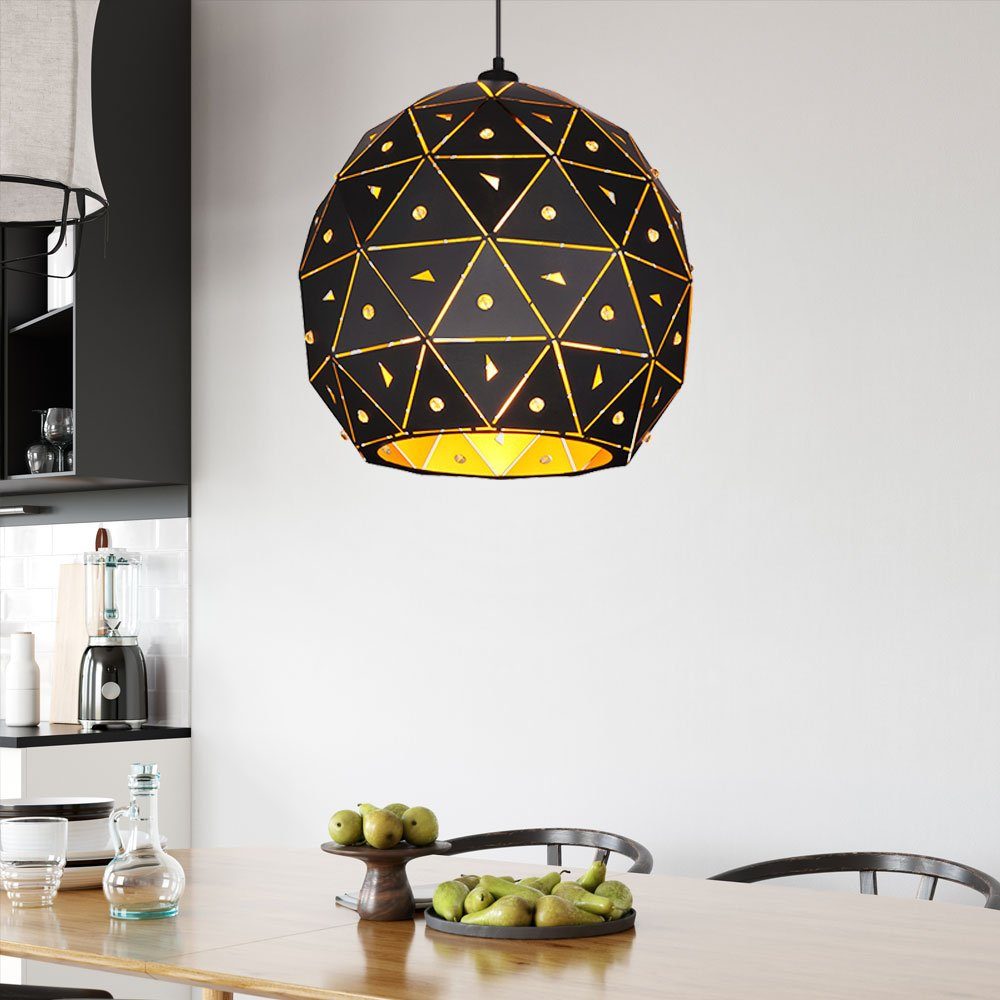 GLOBO LIGHTING Pendelleuchte, Leuchtmittel nicht inklusive, Hängeleuchte Pendellampe Wohnzimmerleuchte K9 Kristalle Metall D 40 cm