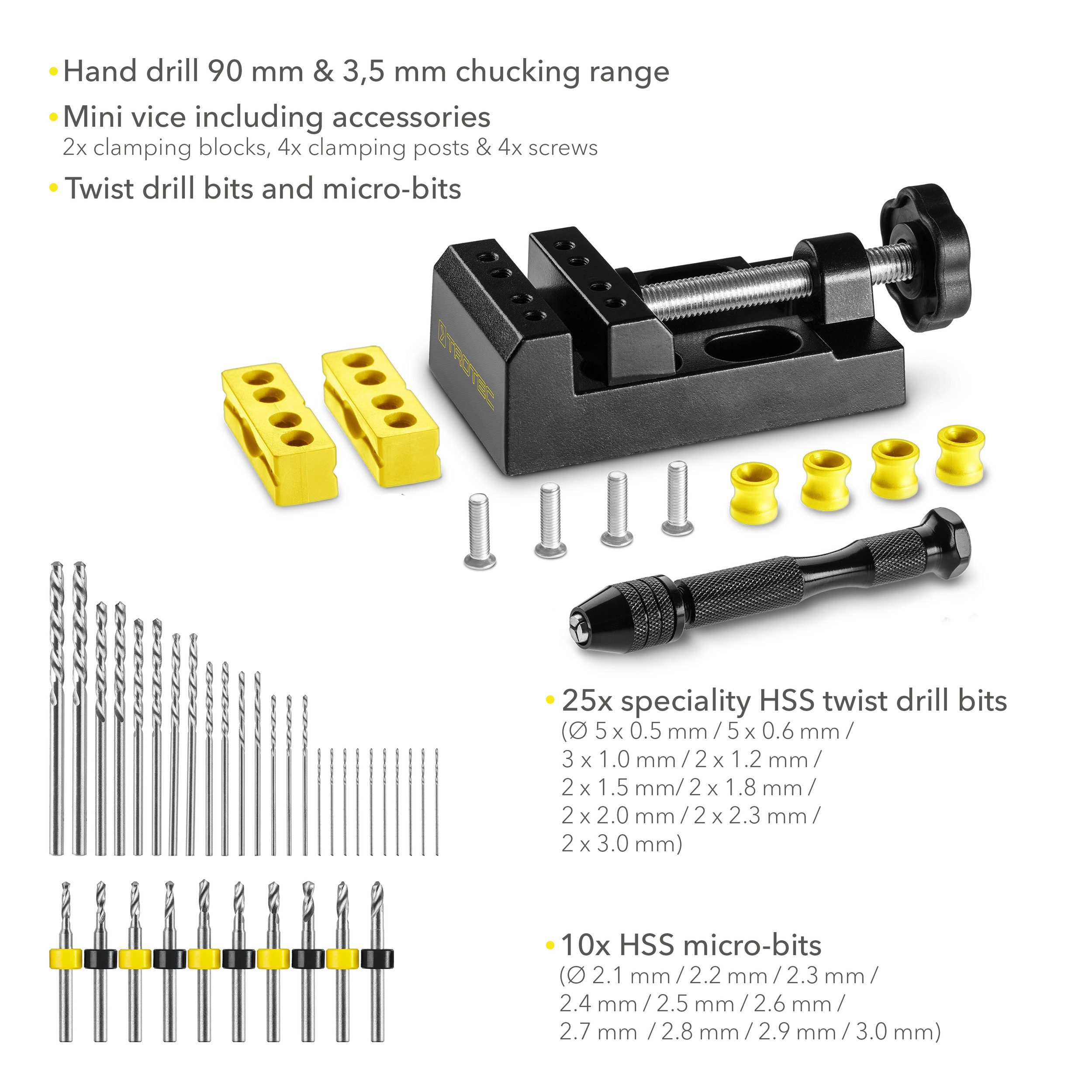 TROTEC Bohrersatz Handbohrer-Set 37-teilig Werkzeug Handwerkzeug