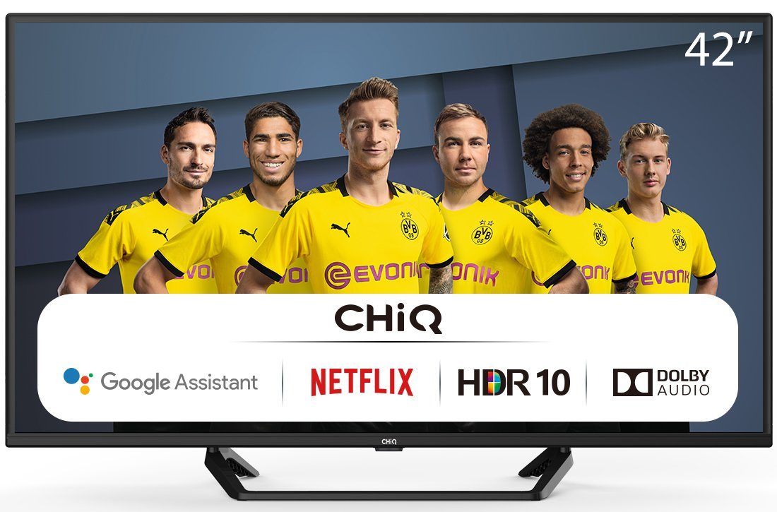 CHiQ L42G6F LED-Fernseher (105,00 cm/42 Zoll, Full HD, Smart-TV,  Android9.0,Google Assistant,Play store,Netflix,Youtube,Amazon prime  video,Dolby Audio,Chromecast built-in,Bluetooth5.0,Frameless,AI  Pont,HbbTV2.0,Google Smart Home,funktioniert mit dem ...