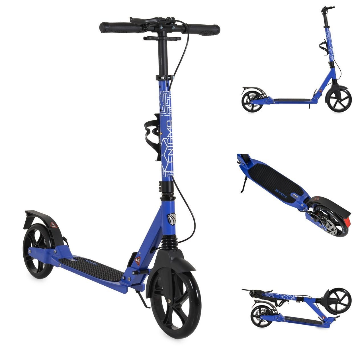 Byox Cityroller Kinderroller Enigma PU-Räder, klappbar Ständer Getränkehalter Handbremse