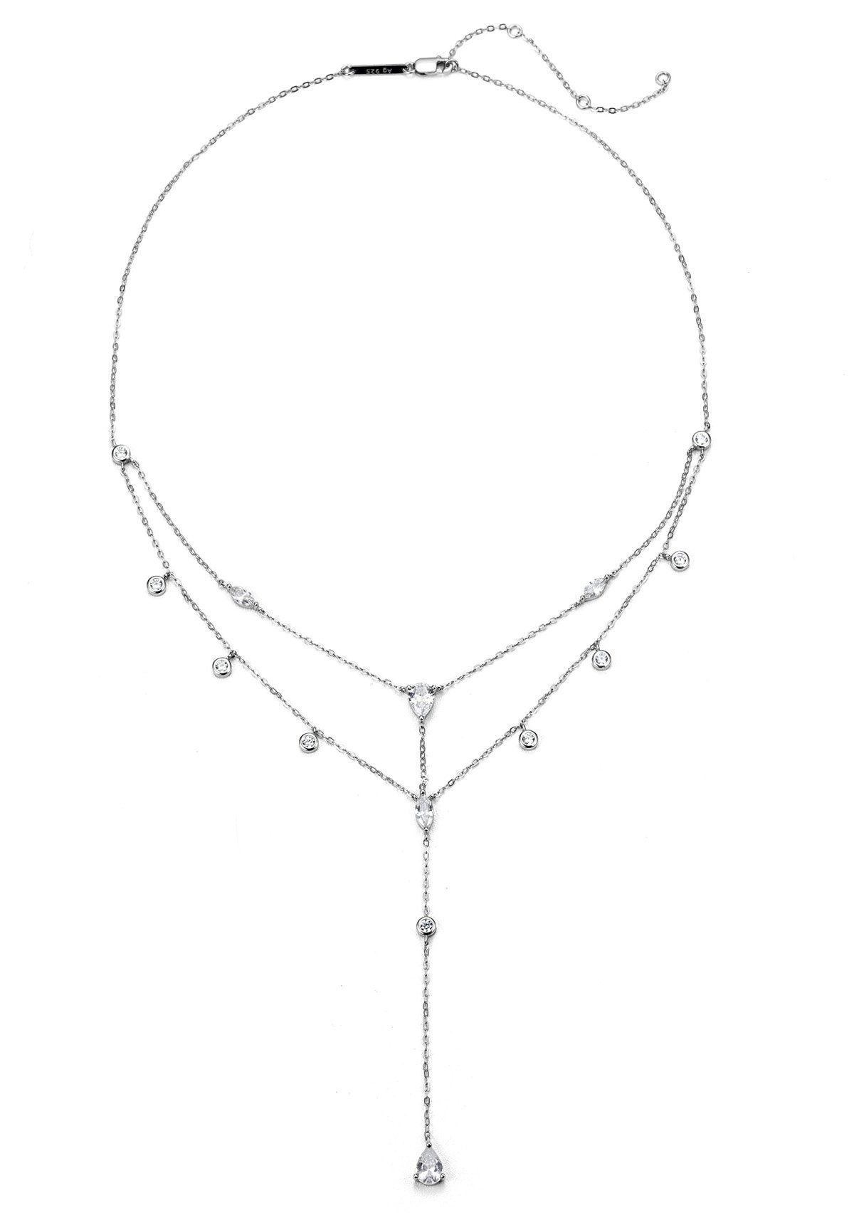 Hey Happiness Statementkette mit Tropfen Kristallen, Layering Kette, Damen günstig online kaufen