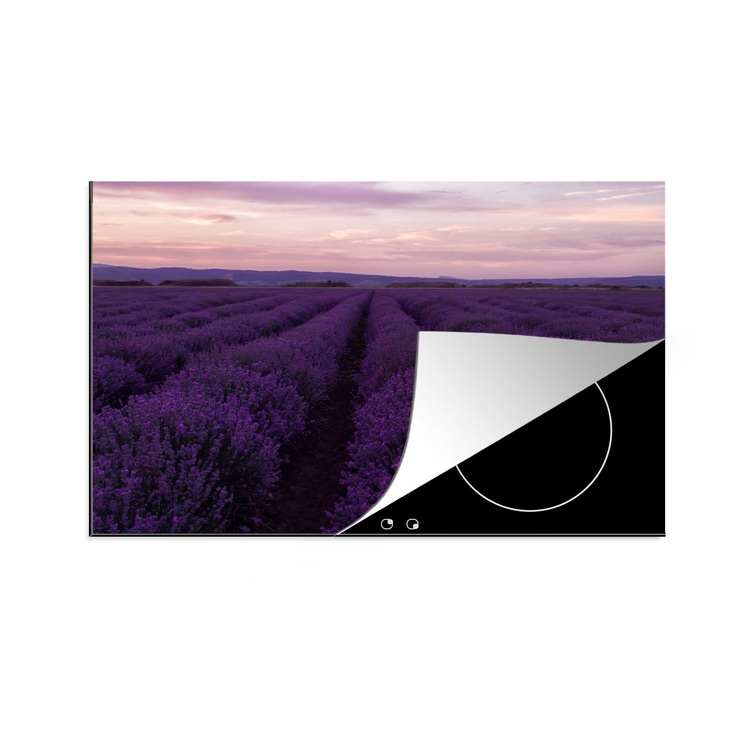 MuchoWow Herdblende-/Abdeckplatte Lavendel - Lila - Blumen - Natur, Vinyl, (1 tlg), 80x52 cm, Induktionskochfeld Schutz für die küche, Ceranfeldabdeckung