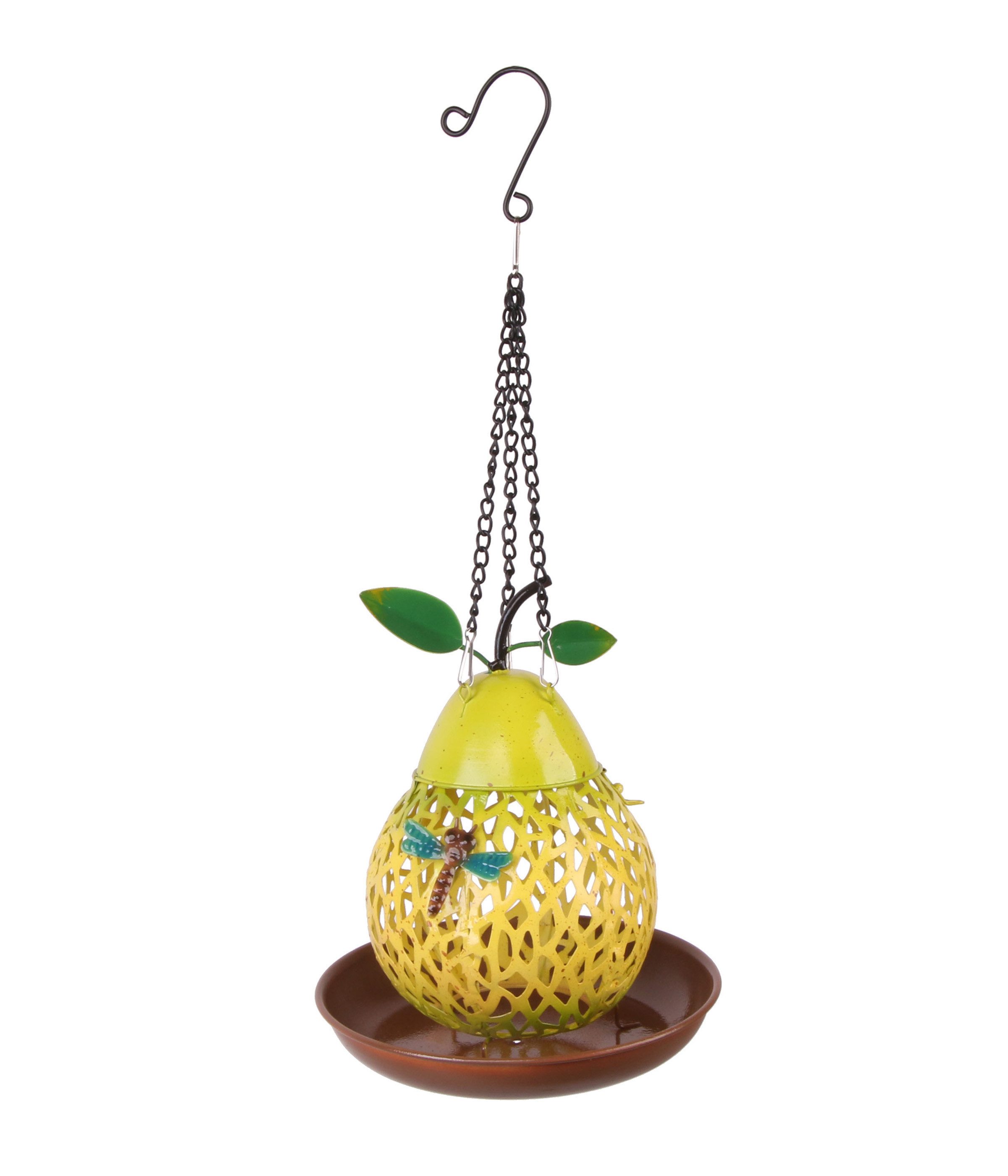 Vogelhaus Futterstelle Pera für Wildvögel, Ø 18.5 cm, Höhe 43 cm, Metall, gelb