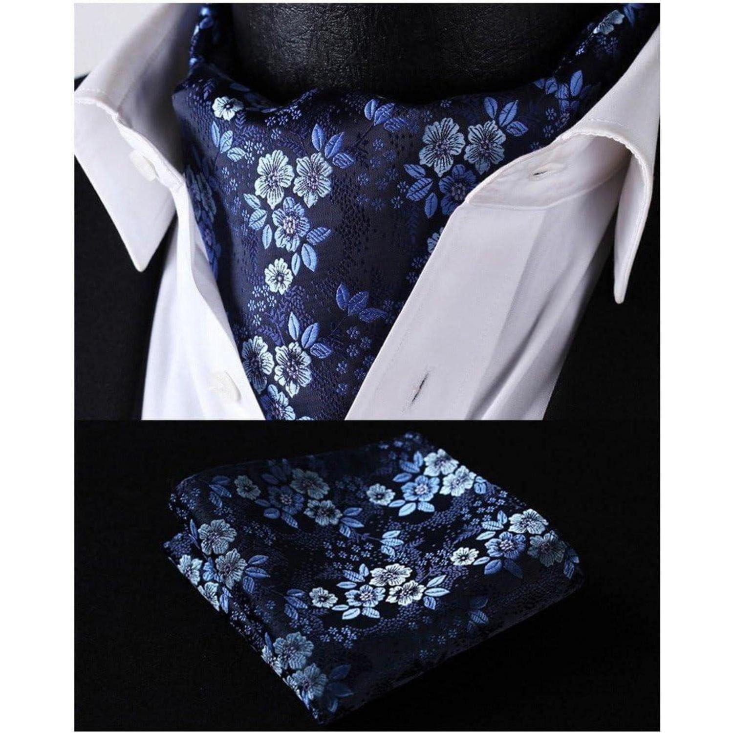 LuxusKollektion Krawatte Krawattenschal Herren Hochzeit Paisley Ascot Navy günstig online kaufen