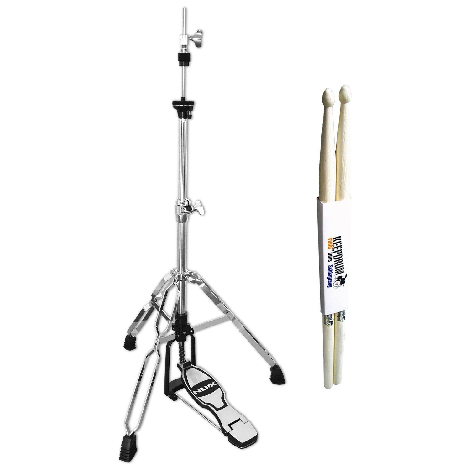 Nux E-Drum Nux Hihat-Maschine DM-8 Hi-Hat Stativ mit Schlagzeugstöcken,Hi-Hat Maschine, Vorteils-Set mit Drumsticks