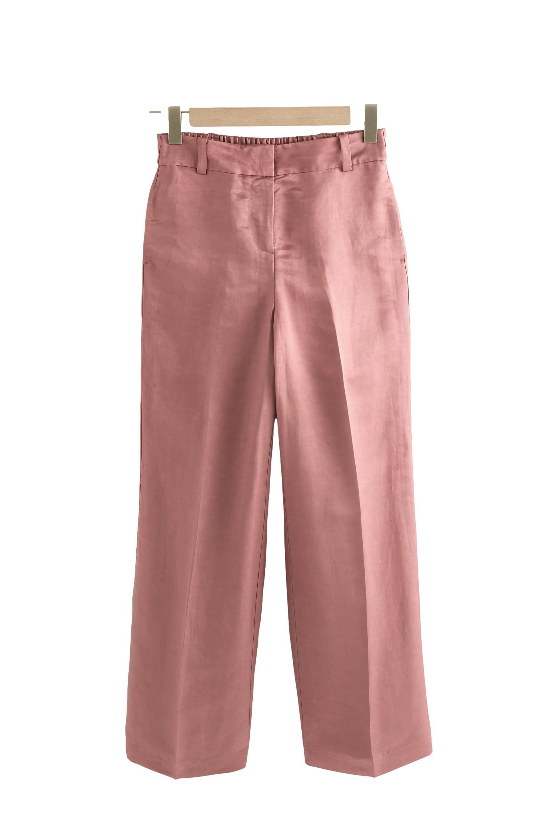 Anzughose N. Premium Satin-Hose mit weitem Bein und Leinen