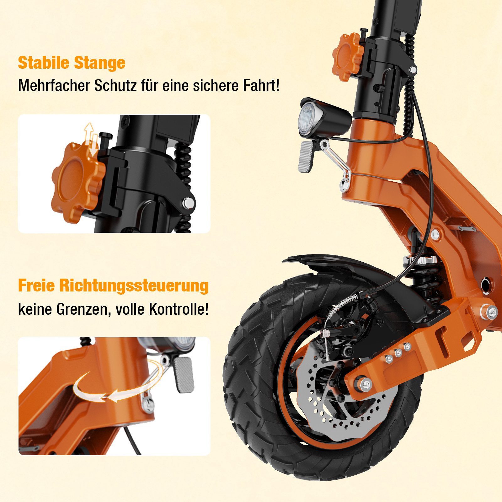 RCB E-Scooter D7/D7PRO ABE,90-120KM Reichweite,10"mit Straßenzulassung Elektroroller, 500 W, 20,00 km/h, Spitzenleistung: 1000 W, mit APP