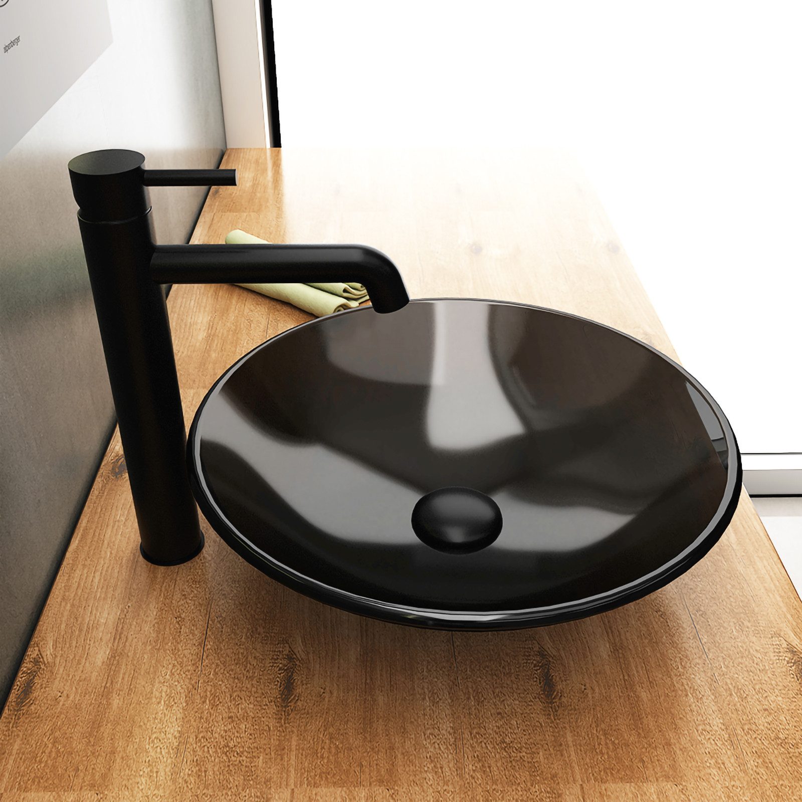 Alpenberger Waschschüssel Miniwaschbecken Aufsatzwaschbecken - Schwarzes günstig online kaufen