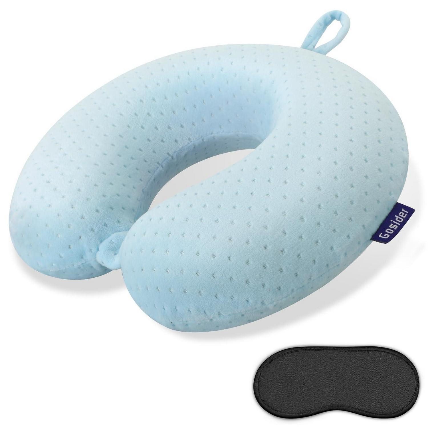 Reisekissen Nackenkissen Reise Memory Foam U Form Stützkissen Flugzeug Hellblau