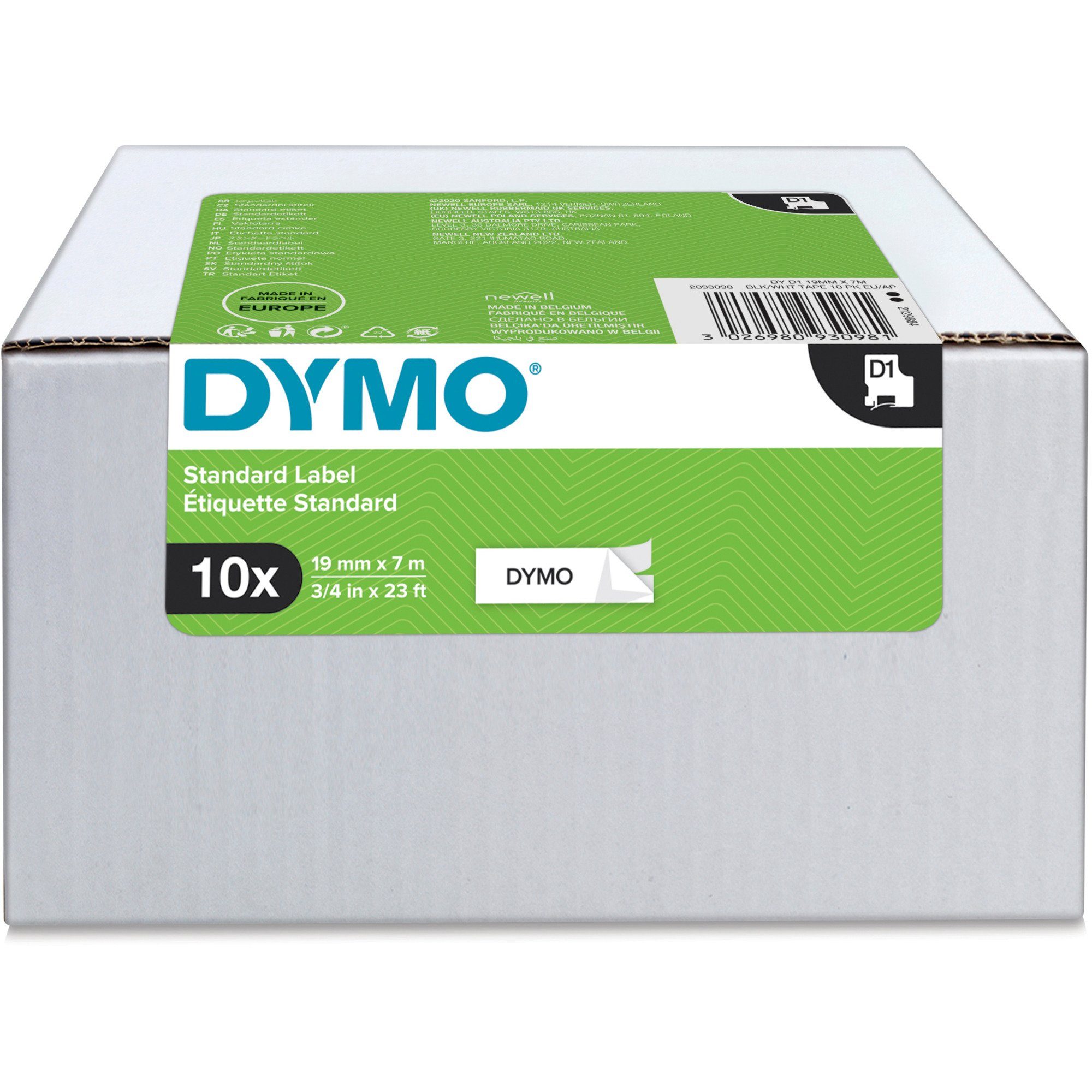 DYMO Drucker- und Kopierpapier Dymo D1 ORIGINAL Schriftband VORTEILSPACK, schwarz