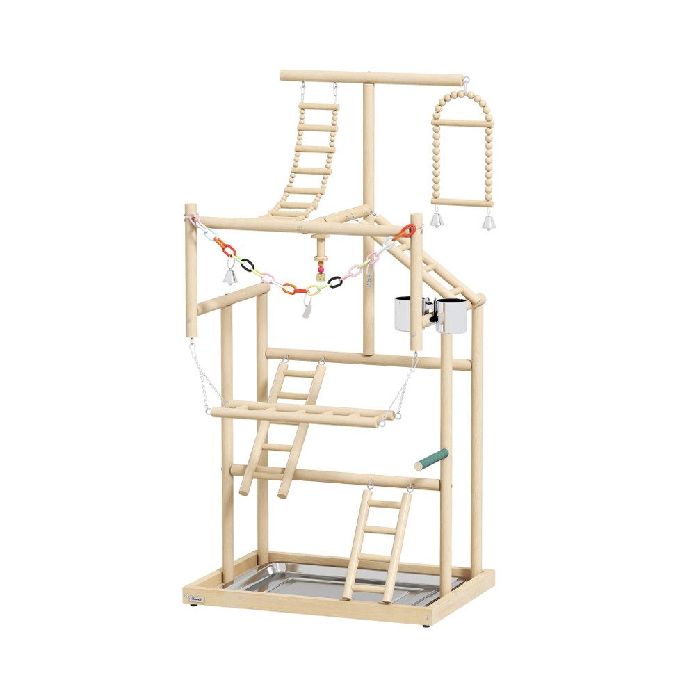 FANNOU Vogelspielplatz 48 x 38 x 95 cm, Cliffhanger Vogelspielplatz für Wellensittich Naturholz von FANNOU