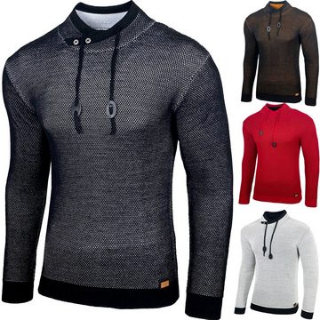 Baxboy Strickpullover Baxboy Stehkragen Moderner Männer schwarzer Meliert Pullover