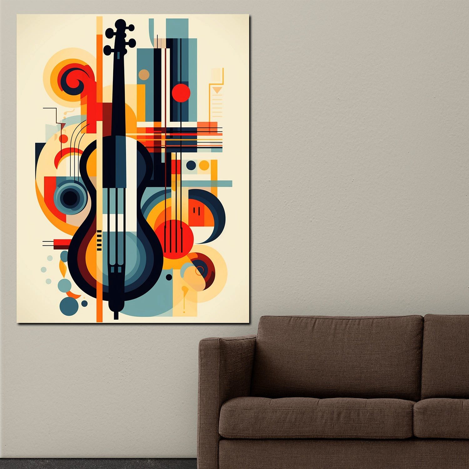 Artedinoi Leinwandbild Violine geometrisch Kubismus bunt Leinwandbild Wandbild XXL Deko, Violine, abstrakt