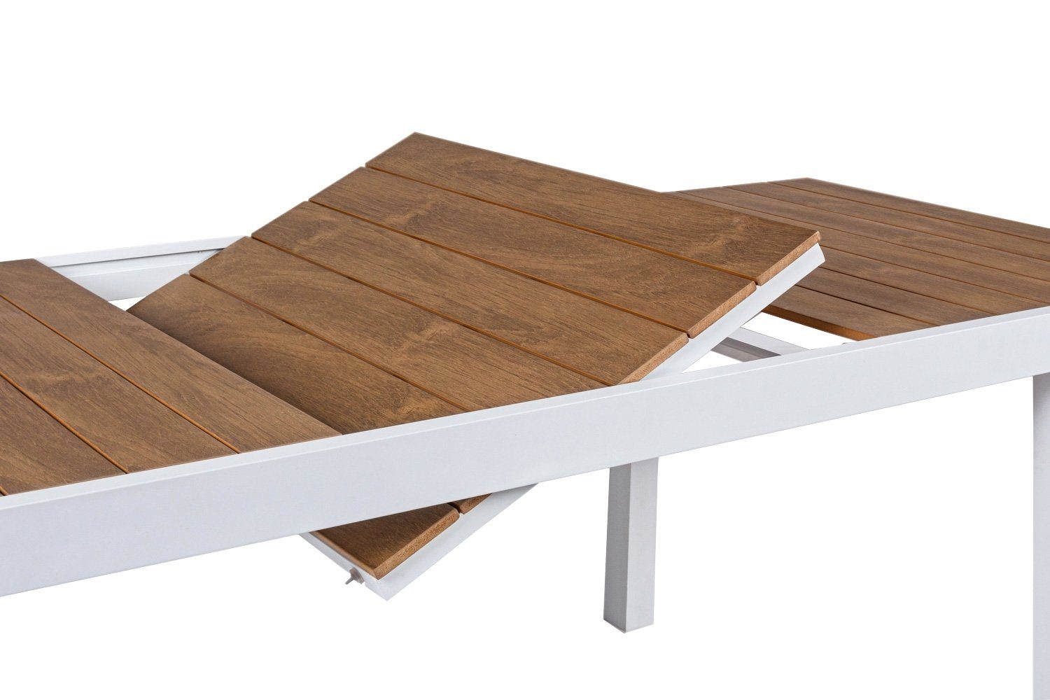 Bizzotto Gartentisch KUBIK, - Aluminium, Tischplatte x 140 Witterungsbeständig Weiß, 90 Polywood, Ausziehbar, aus 200 cm, Braun