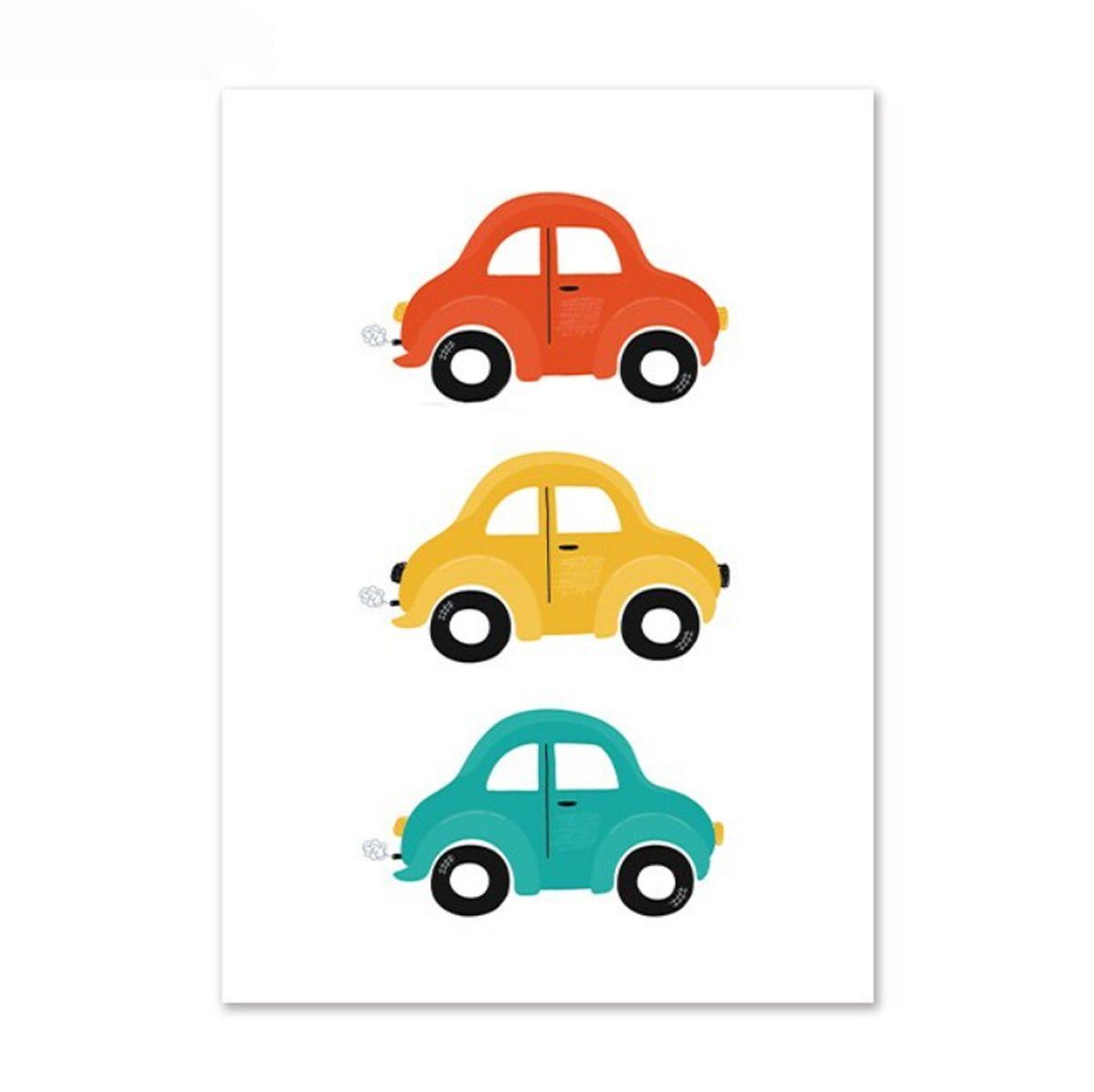 TPFLiving Kunstdruck (OHNE RAHMEN) Poster - Leinwand - Wandbild, Autos, Sportwagen, Straßen, - Für Kinderzimmer - (Mädchenzimmer, Babyzimmer, Jungenzimmer, Kindergarten), Farben: Pastel, blau, rot, gelb, schwarz - Größe: 10x15cm