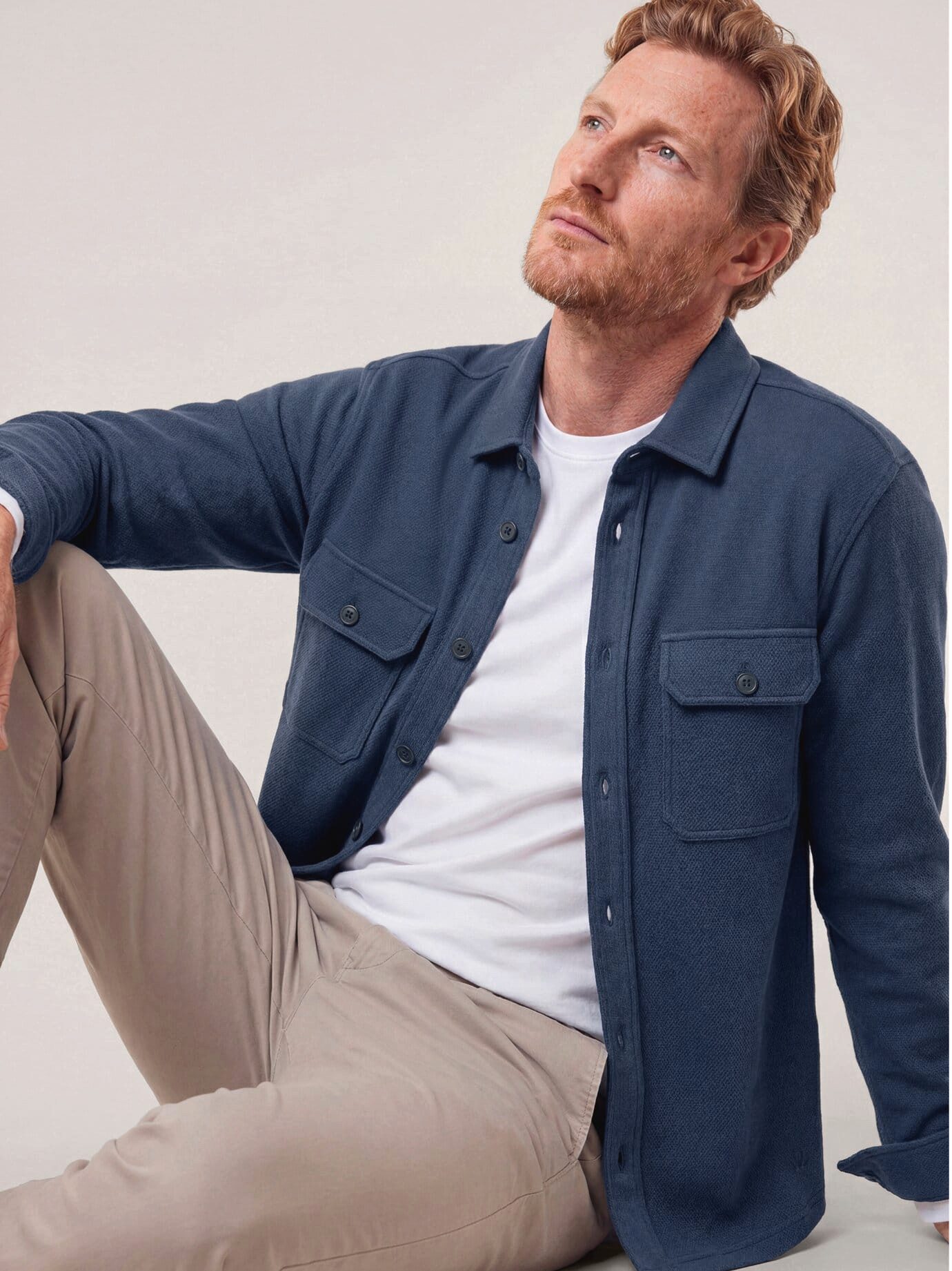 Walbusch Strickjacke Herren Overshirt mit Struktur Hemdkragen, Hemdkragen
