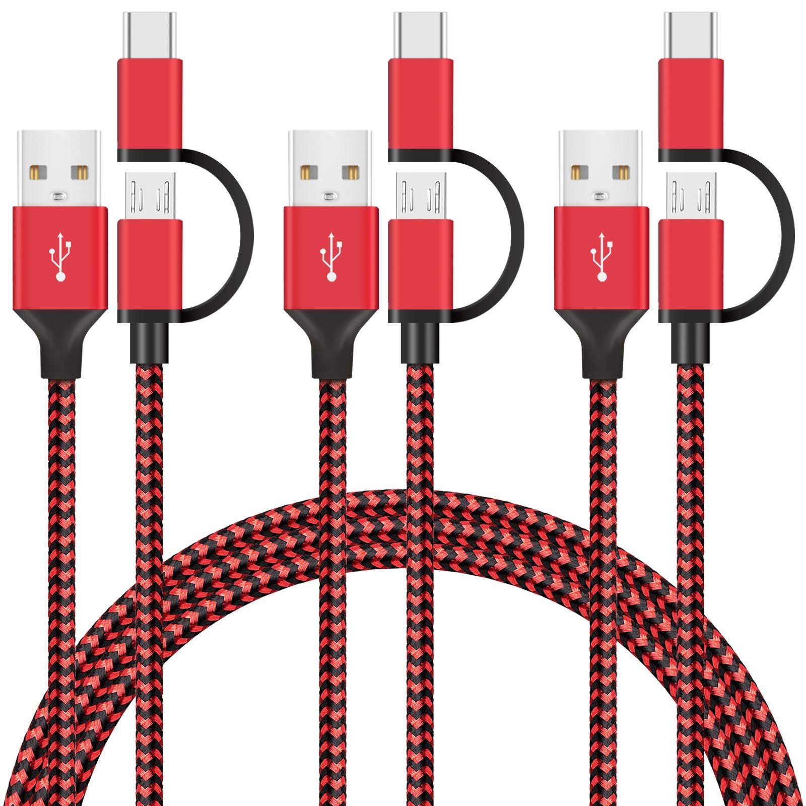 Avoalre »Avoalre Type C Kabel + Micro USB Kabel Multi USB Kabel 2 in 1  Mehrfach Ladekabel Nylon [1.5m 3 Stück] für Galaxy Note 8/S9/S9 Plus/S8/S8  Plus, LG, HTC und Alle Typ