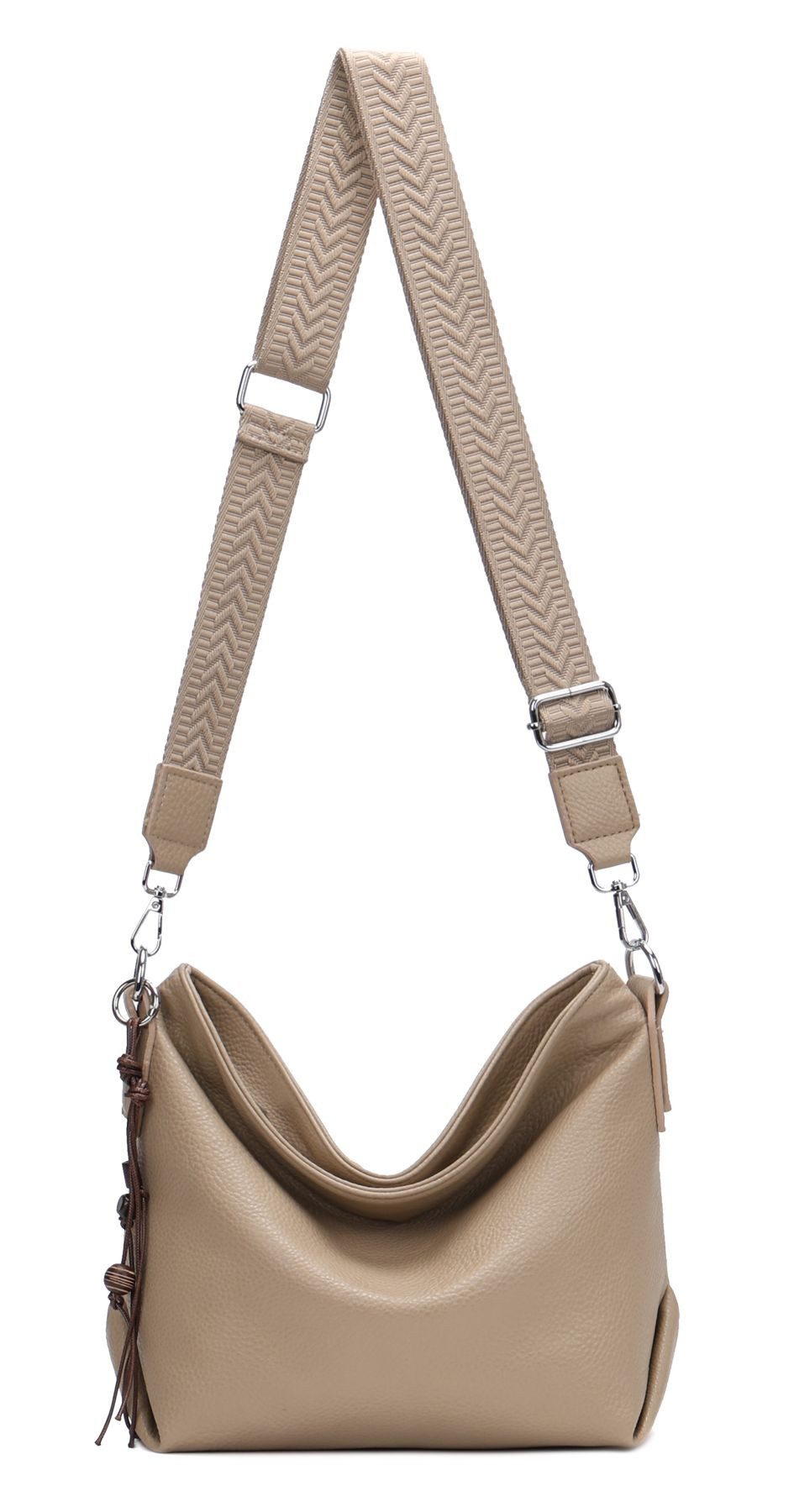 ITALYSHOP24 Schultertasche DAMEN TASCHE Crossbody Shopper Umhängetasche Brusttasche Leder Optik, Hobo Bag Handtasche CrossOver Freizeit Henkeltasche leicht modern