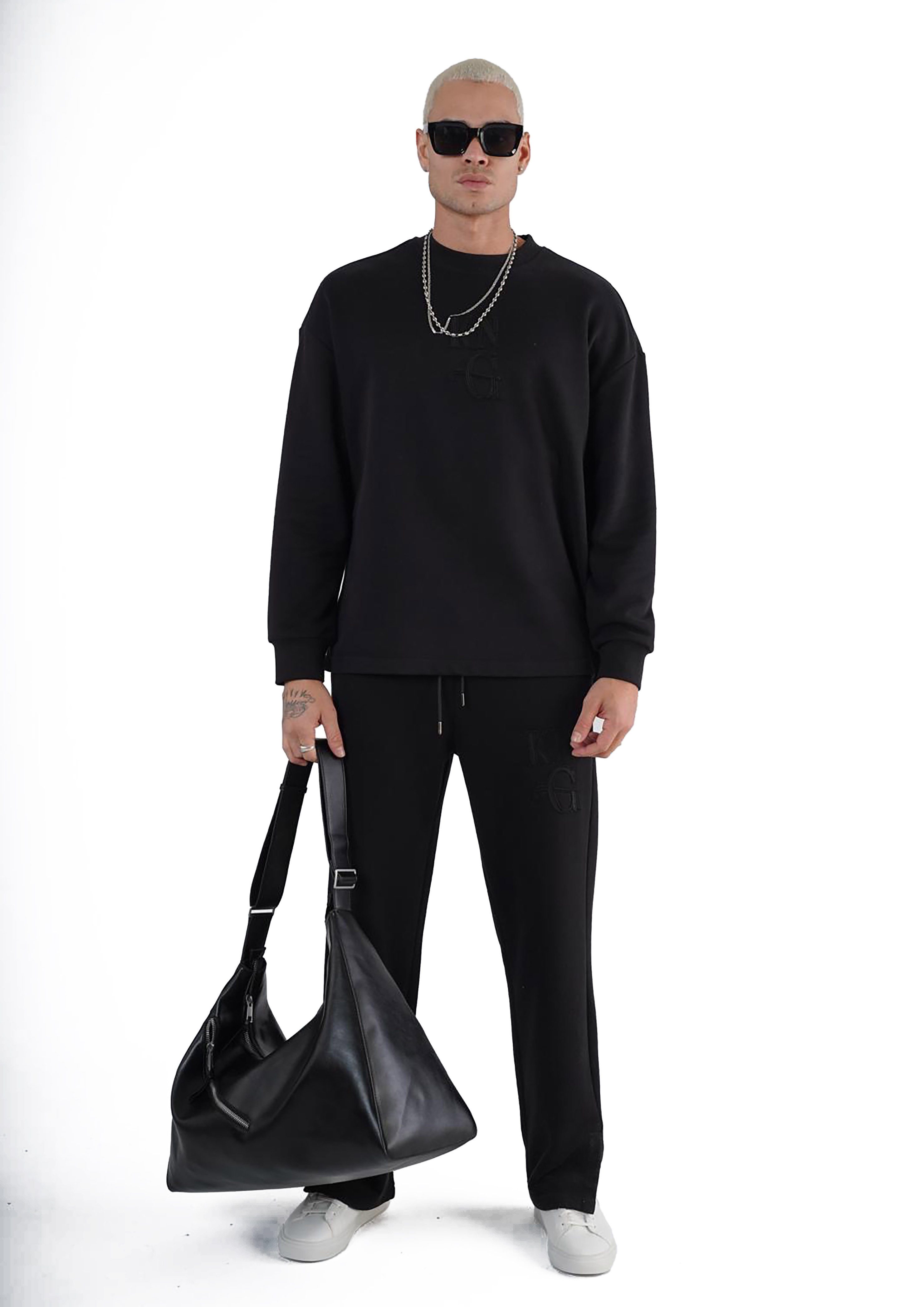 Denim Distriqt Freizeitanzug Freizeitanzug im Baggy Look mit Stickerei Schw günstig online kaufen