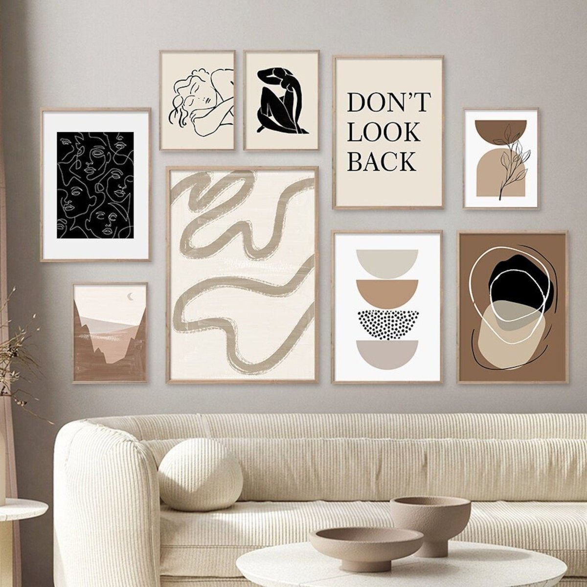 JUSTGOODMOOD Poster Abstrakt Boho mit Linien und Geomertrischen Formen als Deko Print ohne, E (1 St)