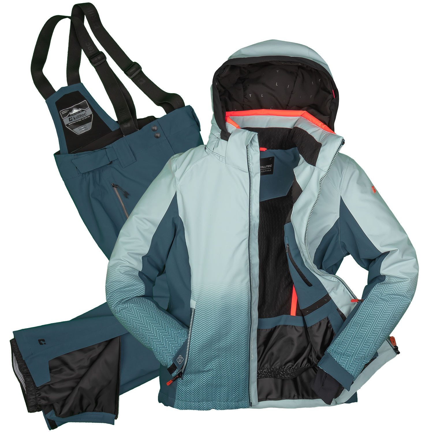 Killtec Skianzug Damen Skijacke hellblau + Skihose petrol (Größe 46), abneh günstig online kaufen